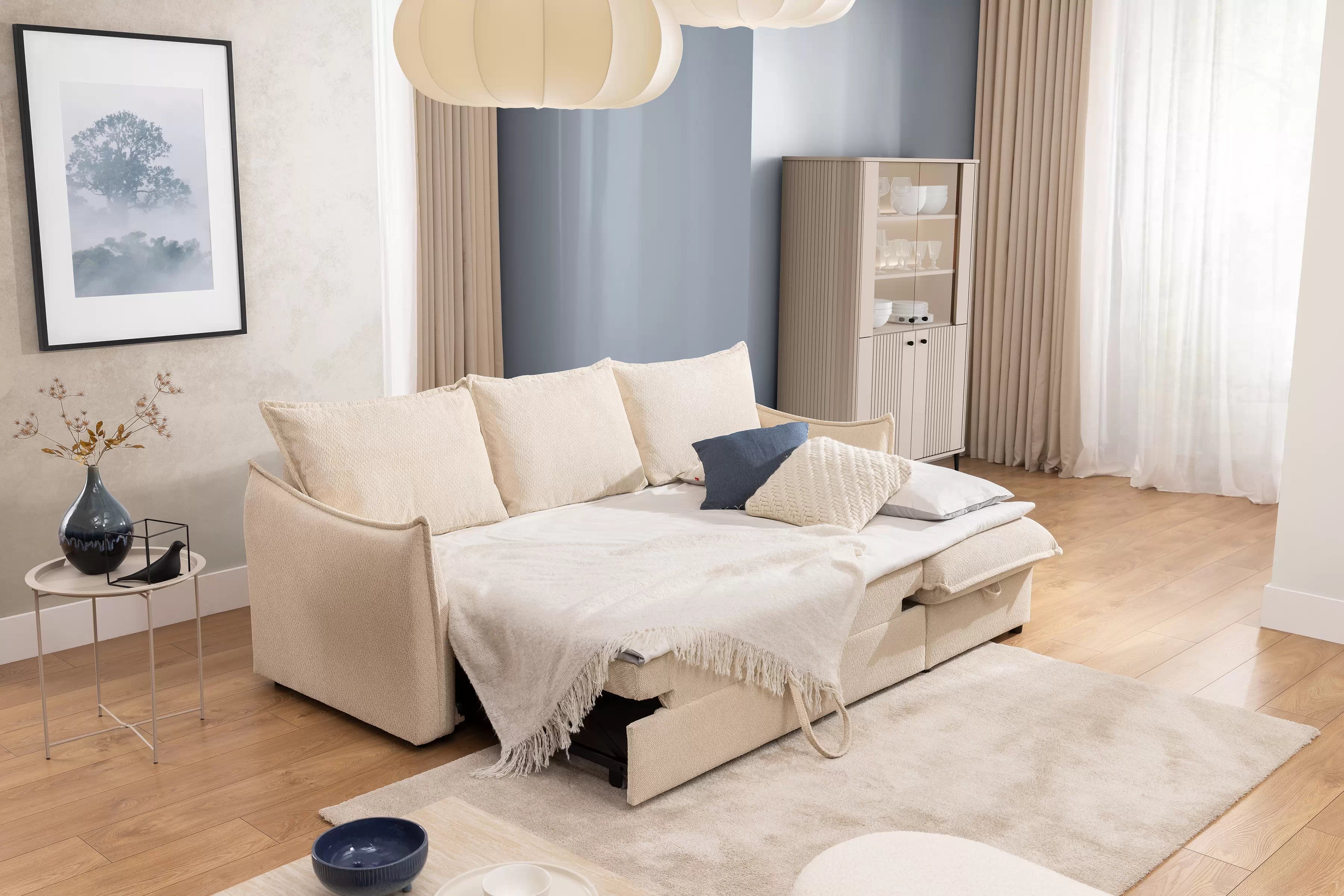 Rohová sedací souprava Liliamo pravá - béžová Egon 26 Rohová sedací souprava Liliamo prowostronny - béžová šenil Egon 26