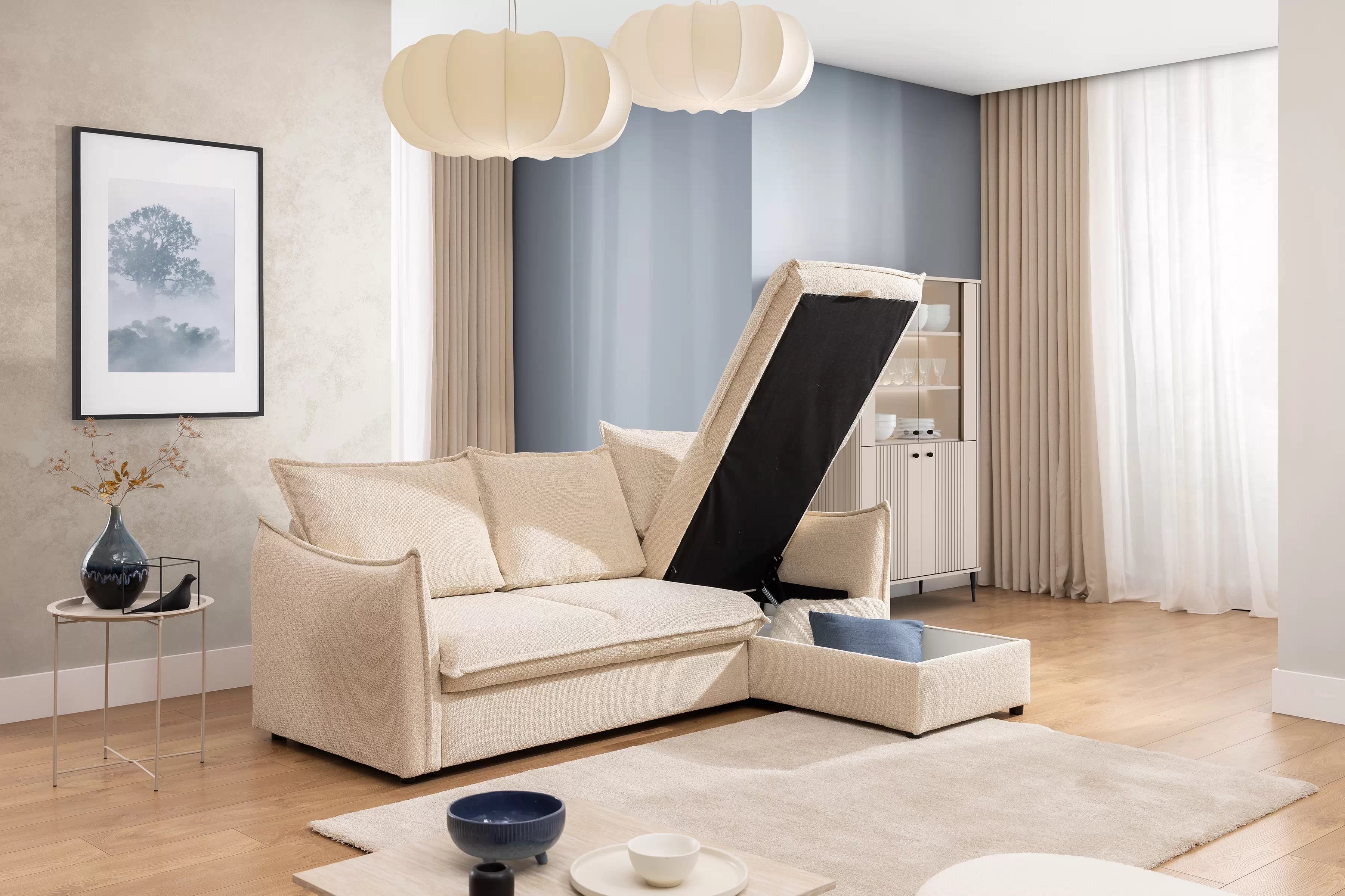 Rohová sedací souprava Liliamo pravá - béžová Egon 26 Rohová sedací souprava Liliamo prowostronny - béžová šenil Egon 26