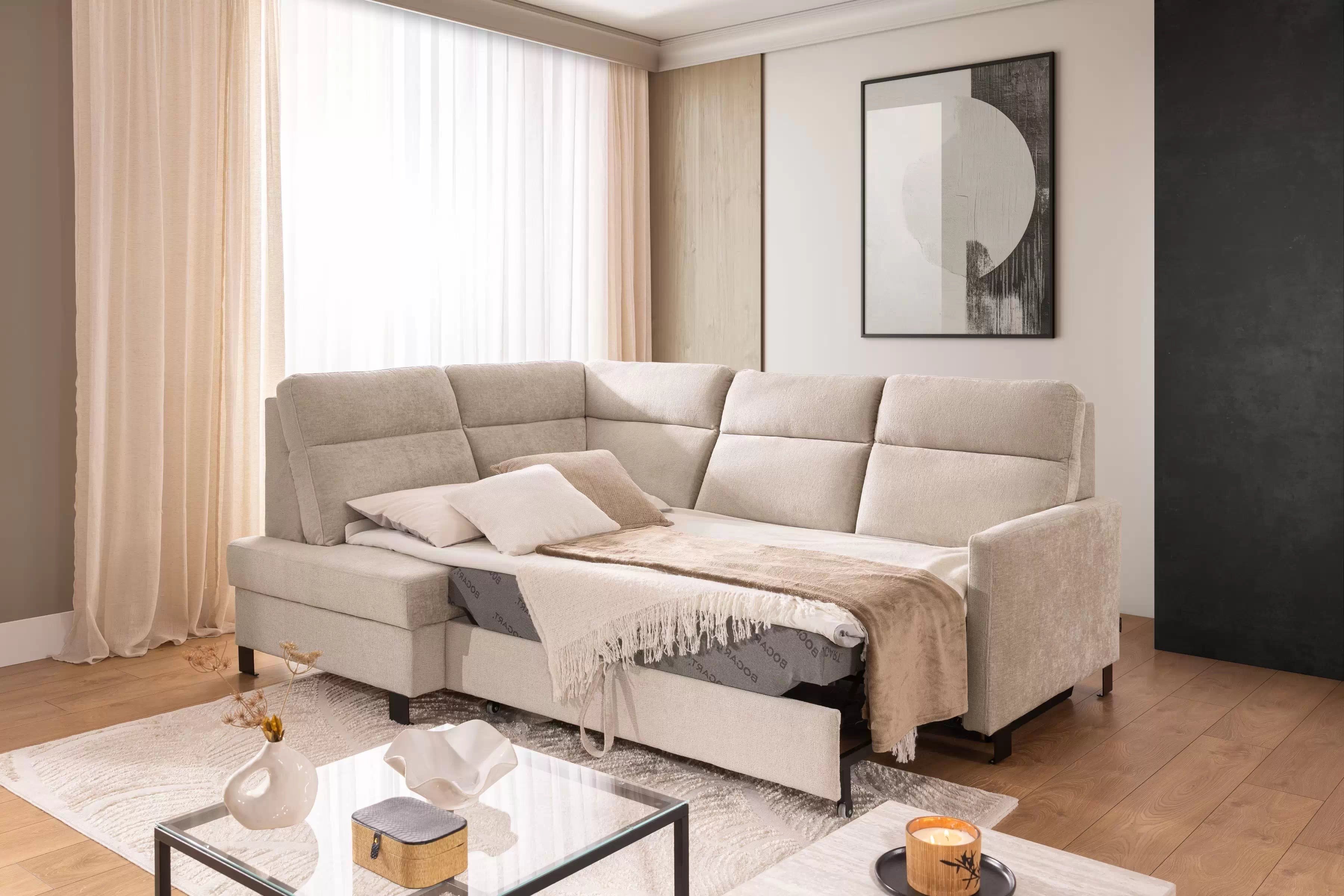 Rohová sedacia súprava Loario L ľavá s úzkym bokom - béžový šenil Perfect Harmony 07 Rohová sedacia súprava Loario L Ľavá strana z waskim bokiem - béžový šenil Perfect Harmony 07