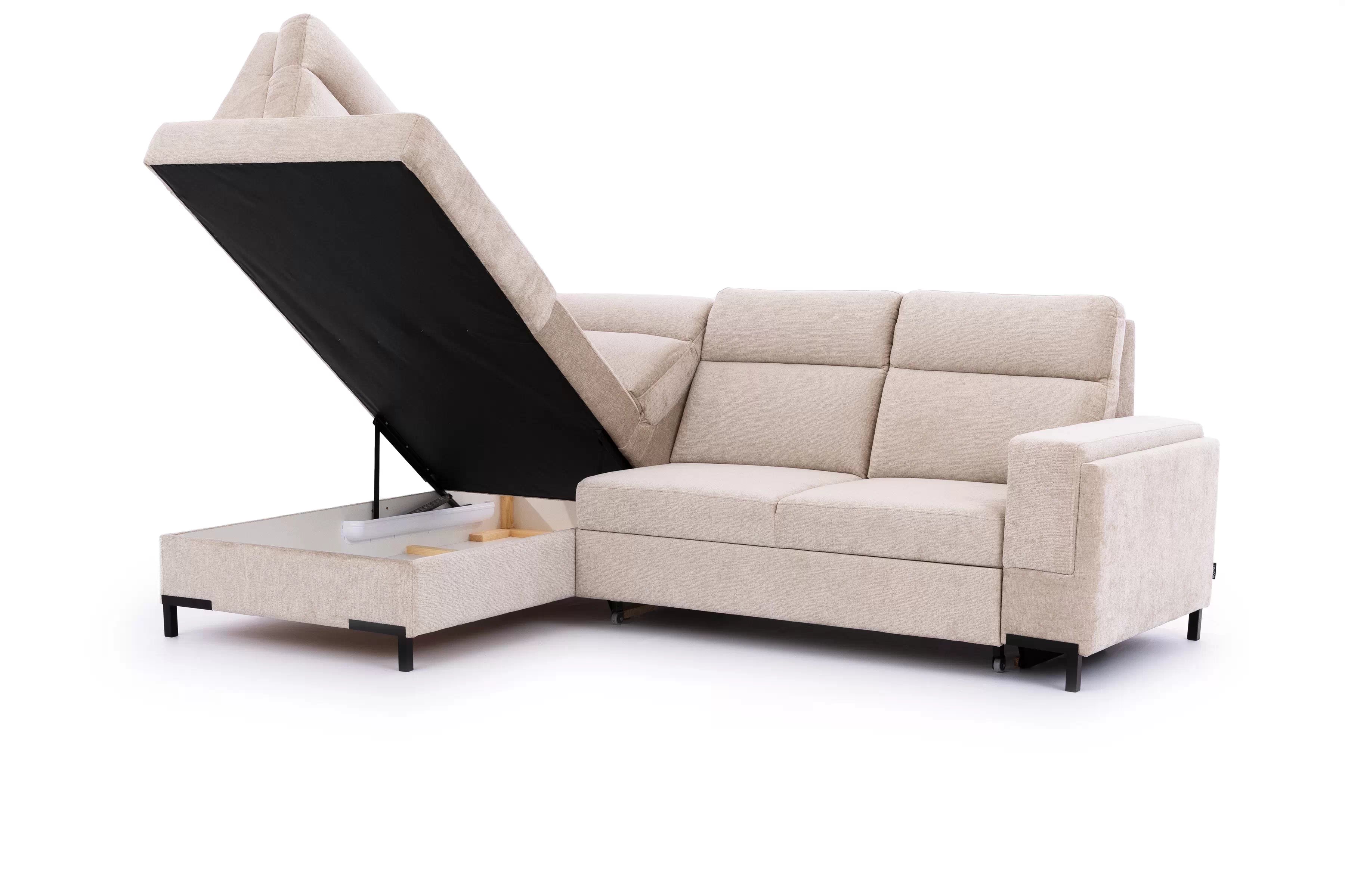 Rohová sedacia súprava Loario L ľavá so širokým, vyrezaným bokom - béžový šenil Perfect Harmony 07 Rohová sedacia súprava Loario L Ľavá strana z szerokim, wcietym bokiem - béžový šenil Perfect Harmony 07