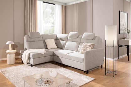 Rohová sedačka Loario L ľavá s úzkym bokom - tmavohnedý šenil Vibe 08 Rohová sedacia súprava Loario L Ľavá strana z waskim bokiem - tmavý béžový šenil Vibe 08