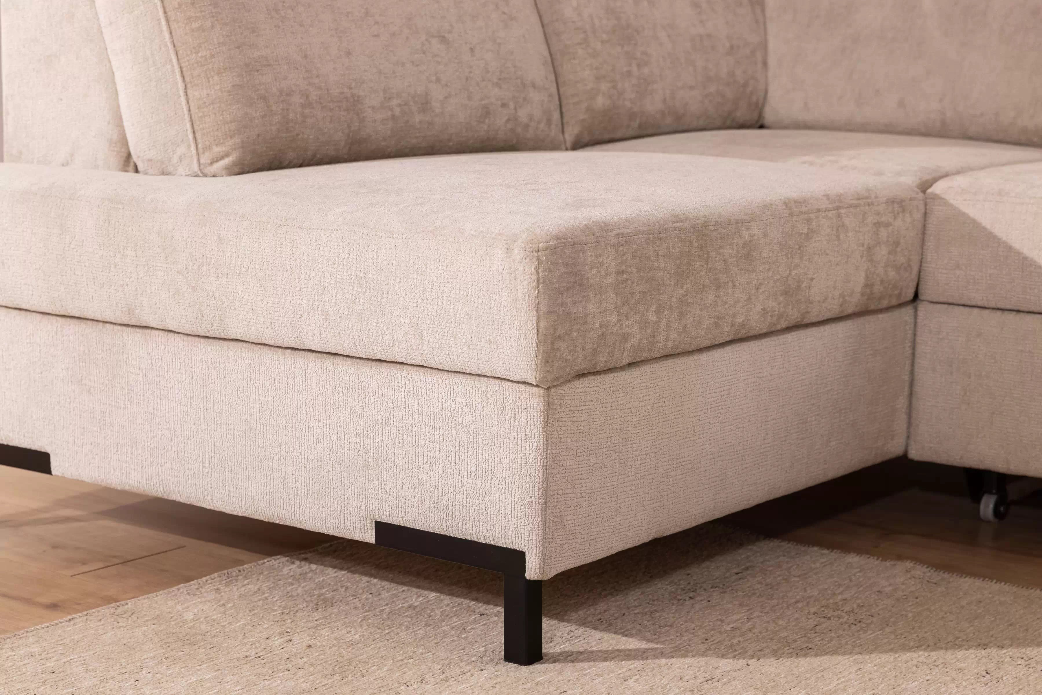 Rohová sedacia súprava Loario L ľavá so širokým, vyrezaným bokom - béžový šenil Perfect Harmony 07 Rohová sedacia súprava Loario L Ľavá strana z szerokim, wcietym bokiem - béžový šenil Perfect Harmony 07