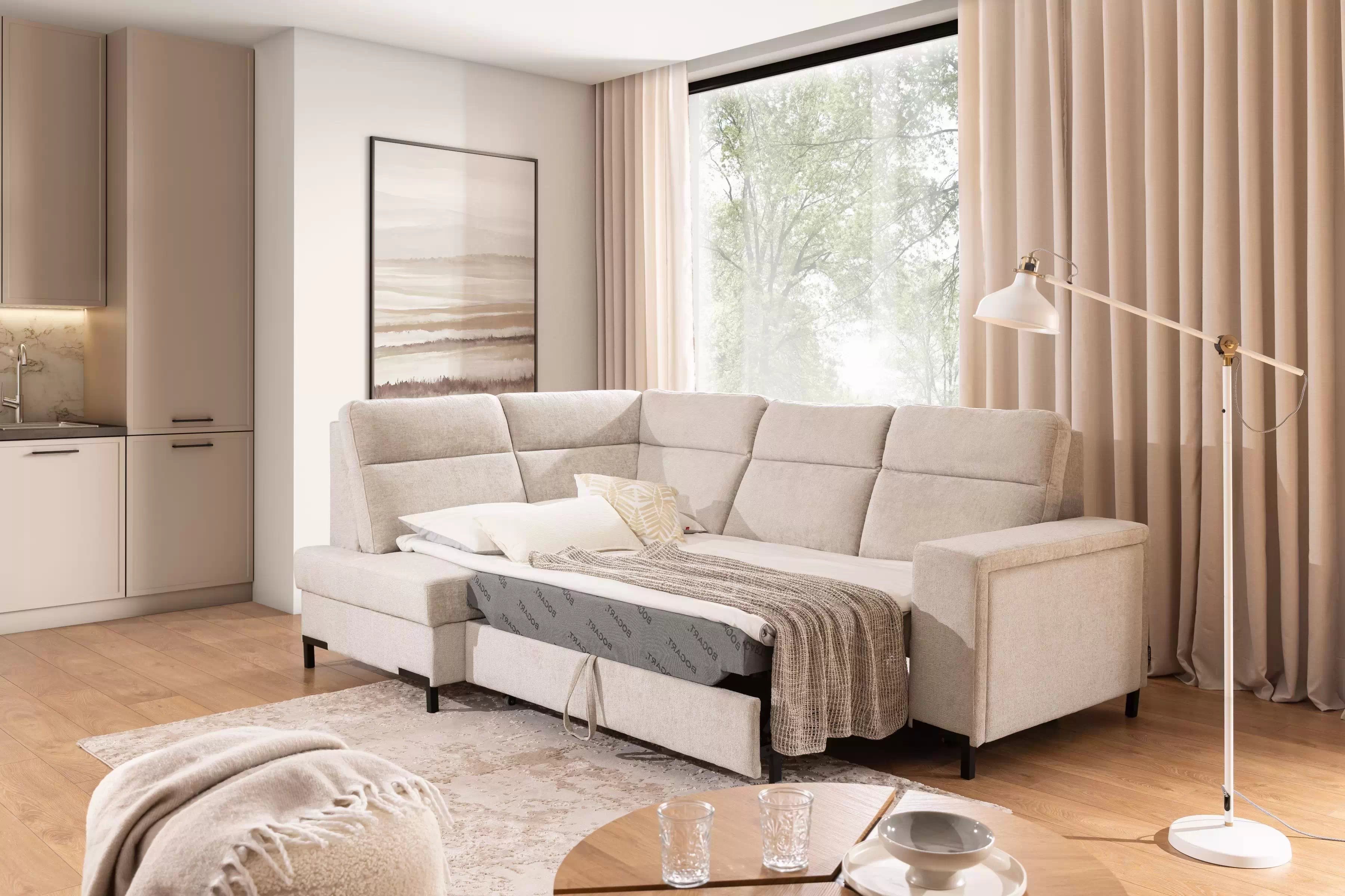 Rohová sedacia súprava Loario L ľavá so širokým bokom - béžový šenil Perfect Harmony 07 Rohová sedacia súprava Loario L Ľavá strana z szerokim bokiem - béžový šenil Perfect Harmony 07