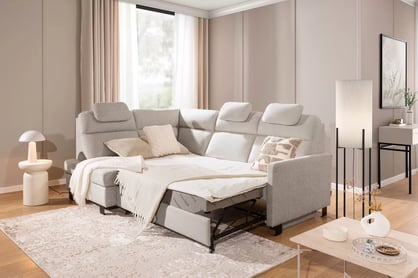 Rohová sedačka Loario L ľavá s úzkym bokom - tmavohnedý šenil Vibe 08 Rohová sedacia súprava Loario L Ľavá strana z waskim bokiem - tmavý béžový šenil Vibe 08