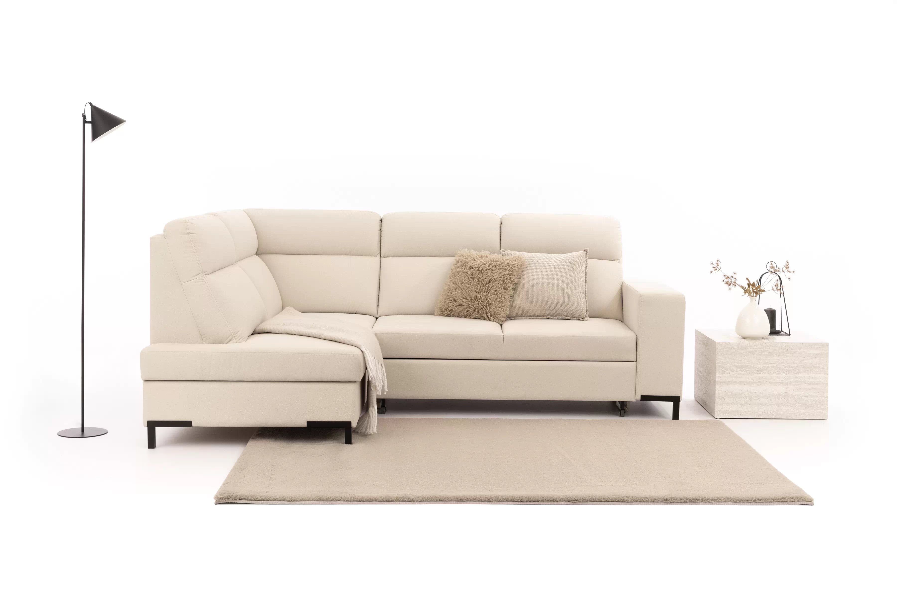 Rohová pohovka Loario L levá se širokými boky Rohová sedací souprava Loario L levá z szerokim bokiem