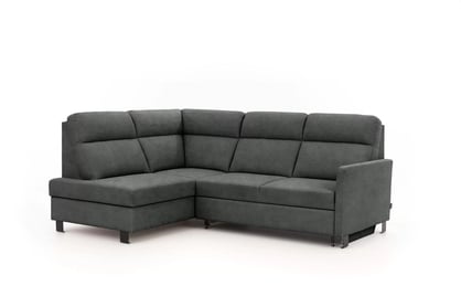 Rohová pohovka Loario L levostranná s úzkou područkou - grafitový snadno čistitelný samet Zetta 305