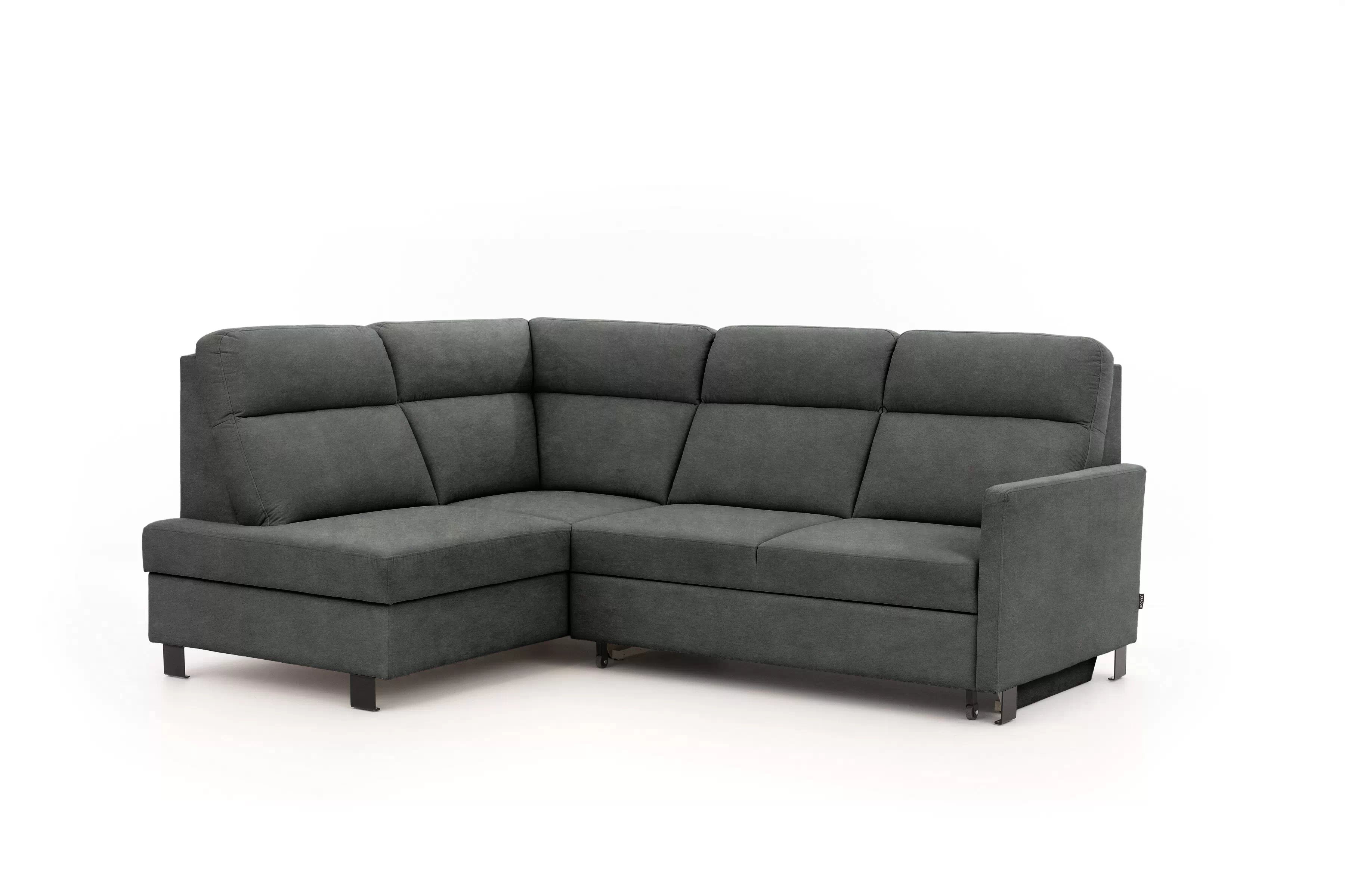 Rohová pohovka Loario L levostranná s úzkou područkou - grafitový snadno čistitelný samet Zetta 305 Rohová sedací souprava Loario L levá z waskim bokiem - grafitová samet latwoczyszczacy Zetta 305