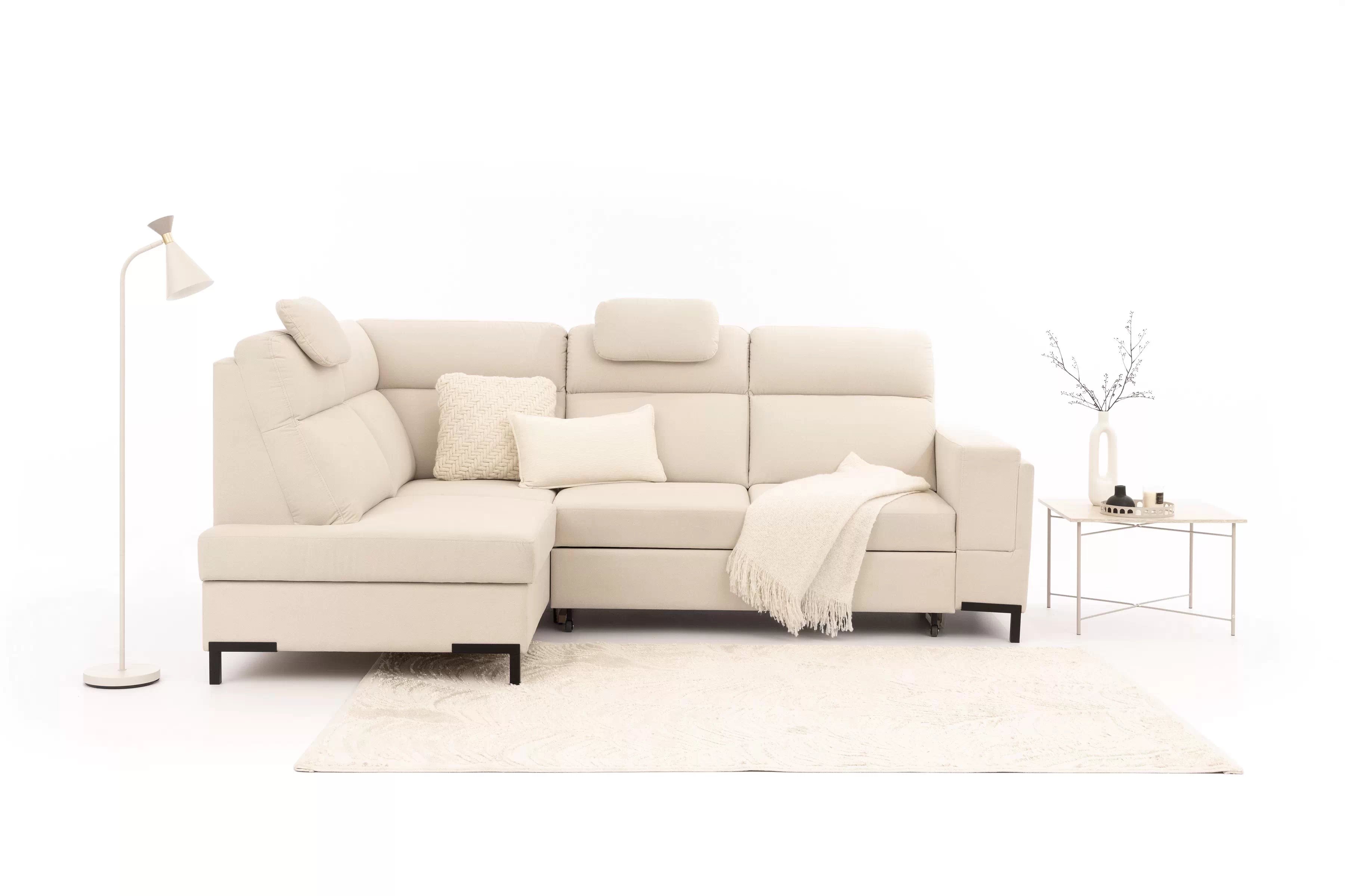 Rohová pohovka Loario L levá se širokými proříznutými boky Rohová sedací souprava Loario L levá z szerokim, wcietym bokiem