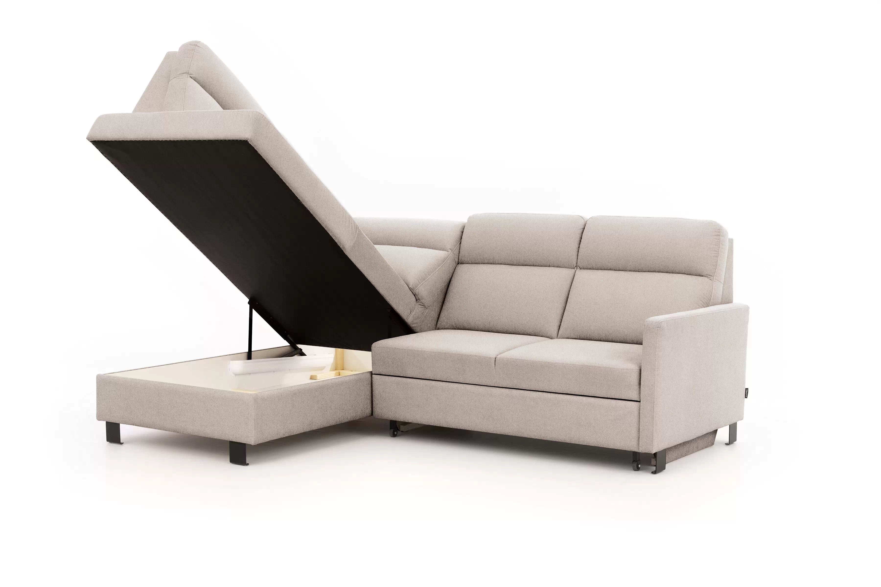 Rohová sedačka Loario L ľavá s úzkym bokom - tmavohnedý šenil Vibe 08 Rohová sedacia súprava Loario L Ľavá strana z waskim bokiem - tmavý béžový šenil Vibe 08