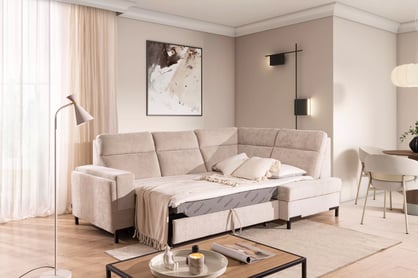 Rohová sedací souprava Loario L pravá z szerokim, wcietym bokiem - béžová šenil Perfect Harmony 07 Rohová sedací souprava Loario L pravá z szerokim, wcietym bokiem - béžová šenil Perfect Harmony 07