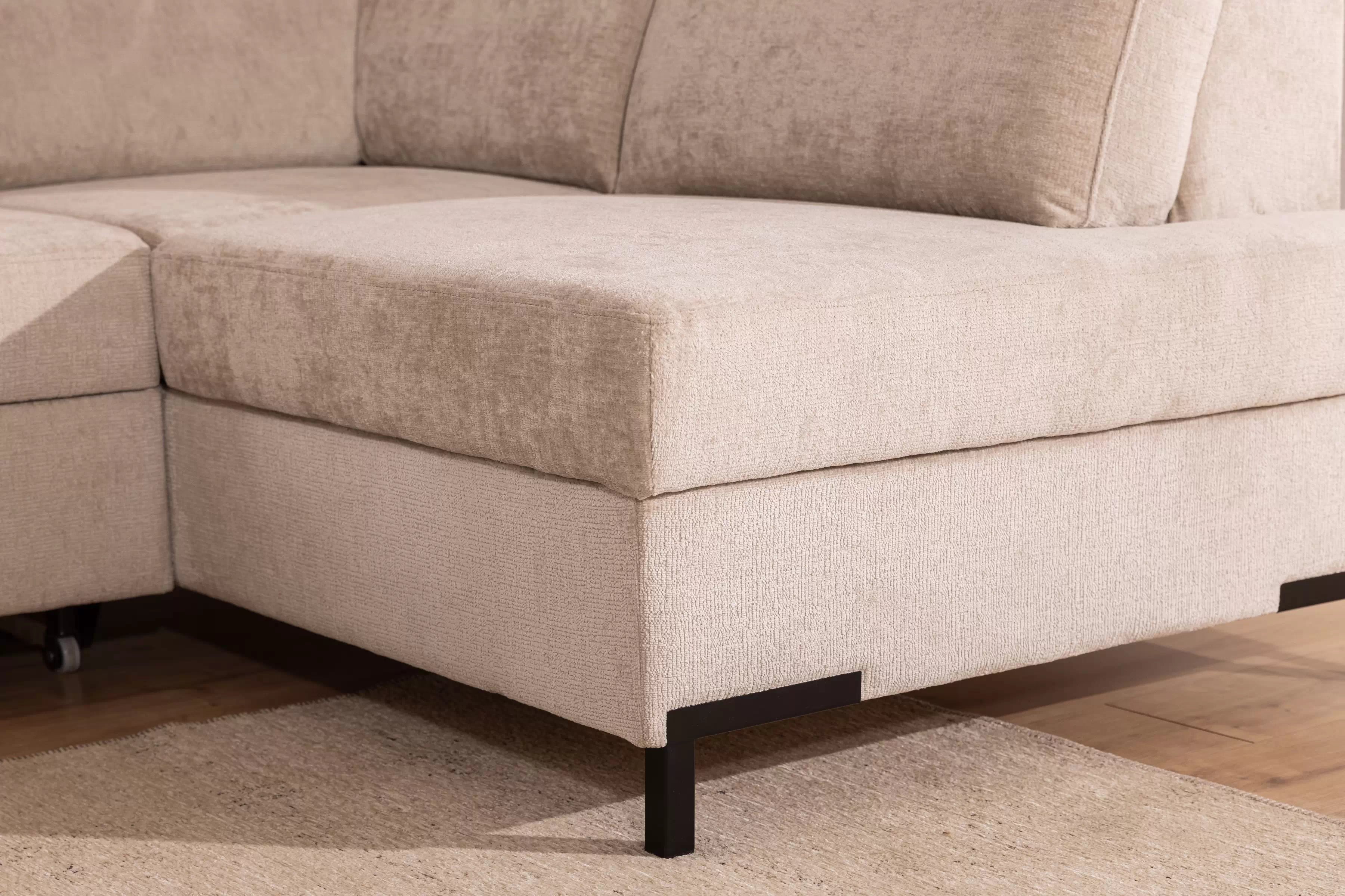 Rohová sedacia súprava Loario L pravá so širokým, vyrezaným bokom - béžový šenil Perfect Harmony 07 Rohová sedacia súprava Loario L pravá strana z szerokim, wcietym bokiem - béžový šenil Perfect Harmony 07