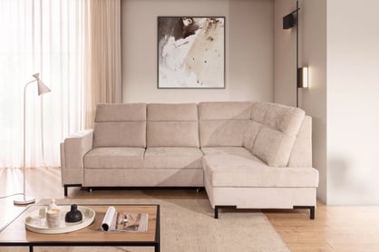 Rohová sedací souprava Loario L pravá z szerokim, wcietym bokiem - béžová šenil Perfect Harmony 07 Rohová sedací souprava Loario L pravá z szerokim, wcietym bokiem - béžová šenil Perfect Harmony 07