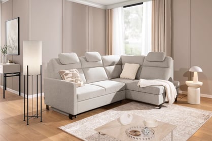 Rohová sedačka Loario L pravá s úzkym bokom - tmavý béžový šenil Vibe 08 Rohová sedacia súprava Loario L pravá strana z waskim bokiem - tmavý béžový šenil Vibe 08