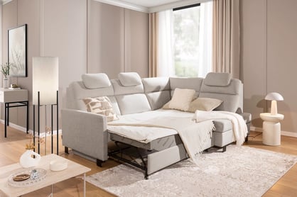 Rohová sedačka Loario L pravá s úzkym bokom - tmavý béžový šenil Vibe 08 Rohová sedacia súprava Loario L pravá strana z waskim bokiem - tmavý béžový šenil Vibe 08