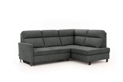 Rohová pohovka Loario L pravostranná s úzkou područkou - grafitový snadno čistitelný samet Zetta 305 Rohová sedací souprava Loario L pravá z waskim bokiem - grafitová samet latwoczyszczacy Zetta 305