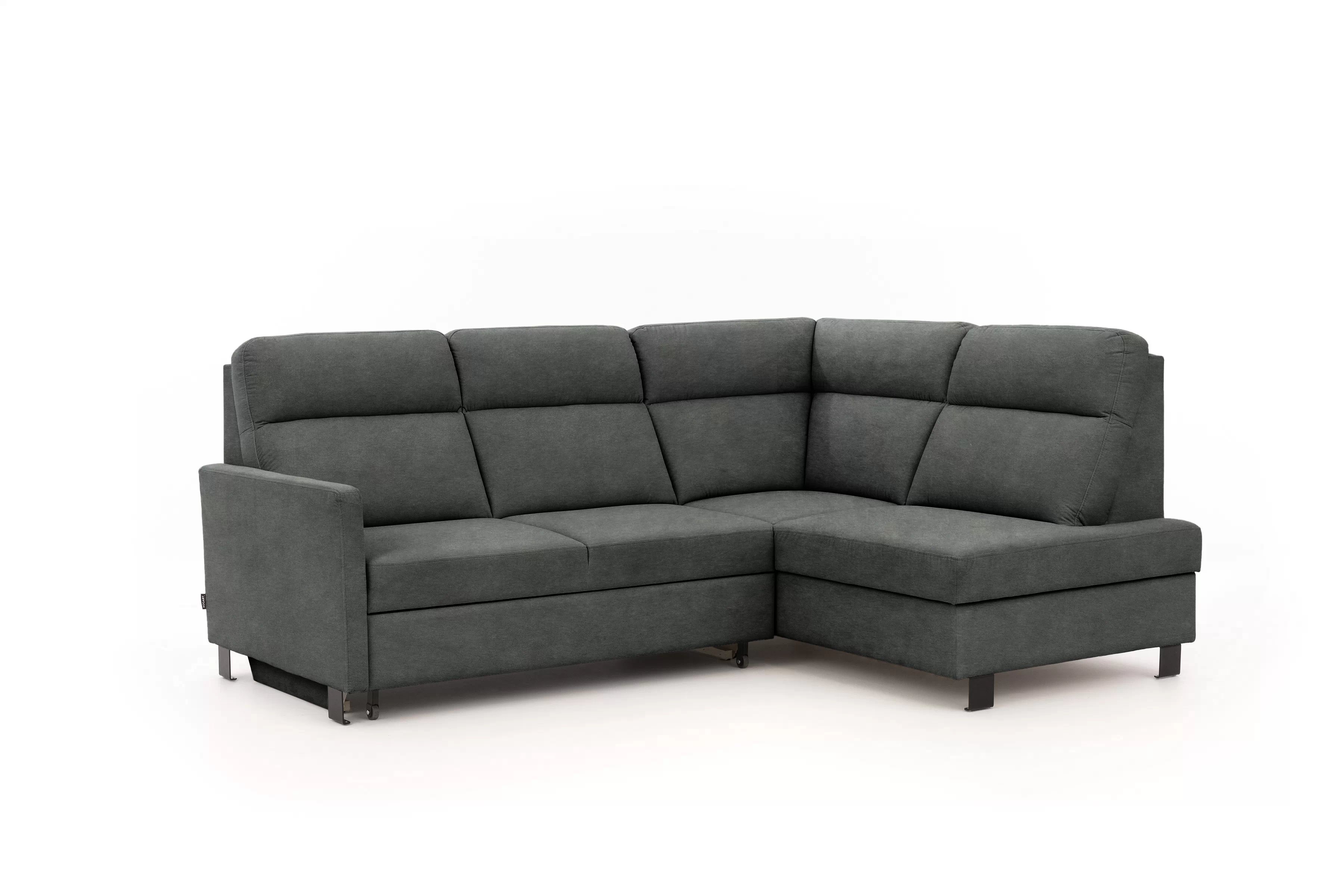 Rohová pohovka Loario L pravostranná s úzkou područkou - grafitový snadno čistitelný samet Zetta 305 Rohová sedací souprava Loario L pravá z waskim bokiem - grafitová samet latwoczyszczacy Zetta 305