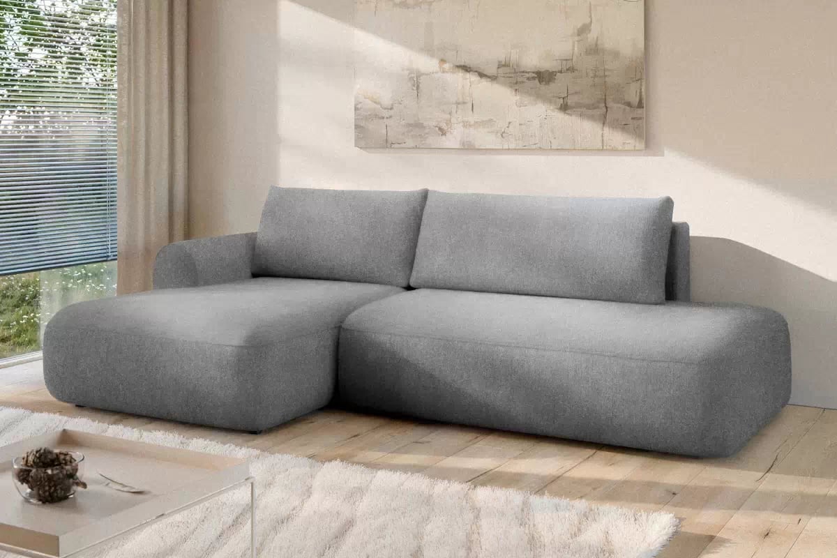 Rozkládací rohová sedací souprava Lotulis L II levá - šedá Blur 18 Rohová sedací souprava Lotulis L rozkládací levá - šedá Pletenina hydrofobowa Blur 18