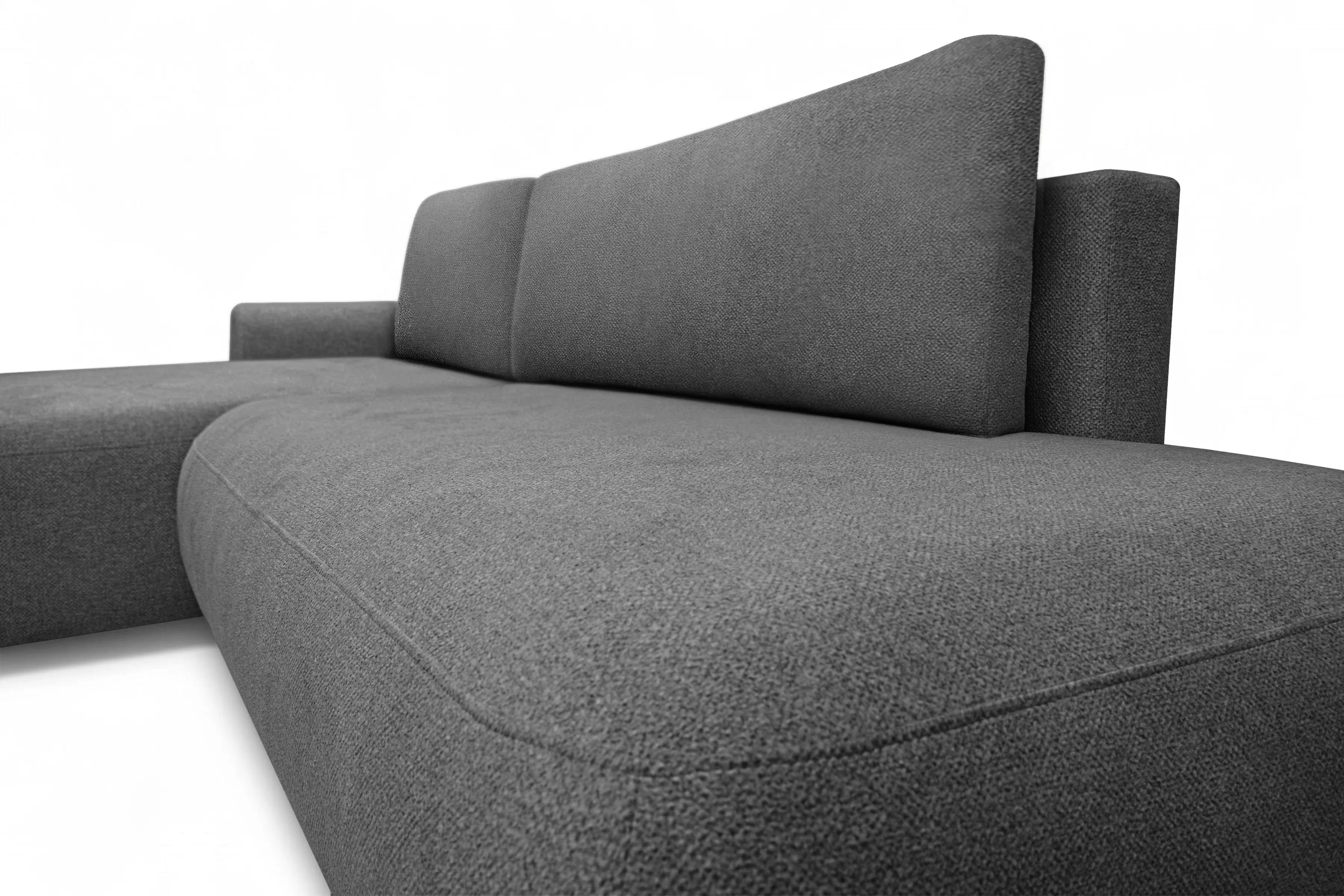 Rozkládací rohová sedací souprava Lotulis L II levá - tmavě šedá Blur 19 Rohová sedací souprava Lotulis L rozkládací levá - ciemno šedá Pletenina hydrofobowa Blur 19