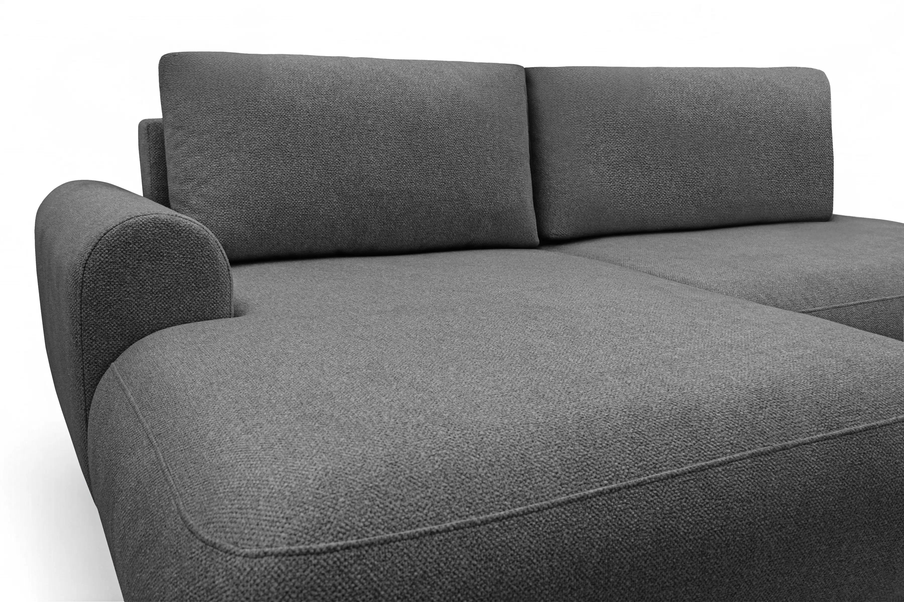 Rozkládací rohová sedací souprava Lotulis L II levá - tmavě šedá Blur 19 Rohová sedací souprava Lotulis L rozkládací levá - ciemno šedá Pletenina hydrofobowa Blur 19