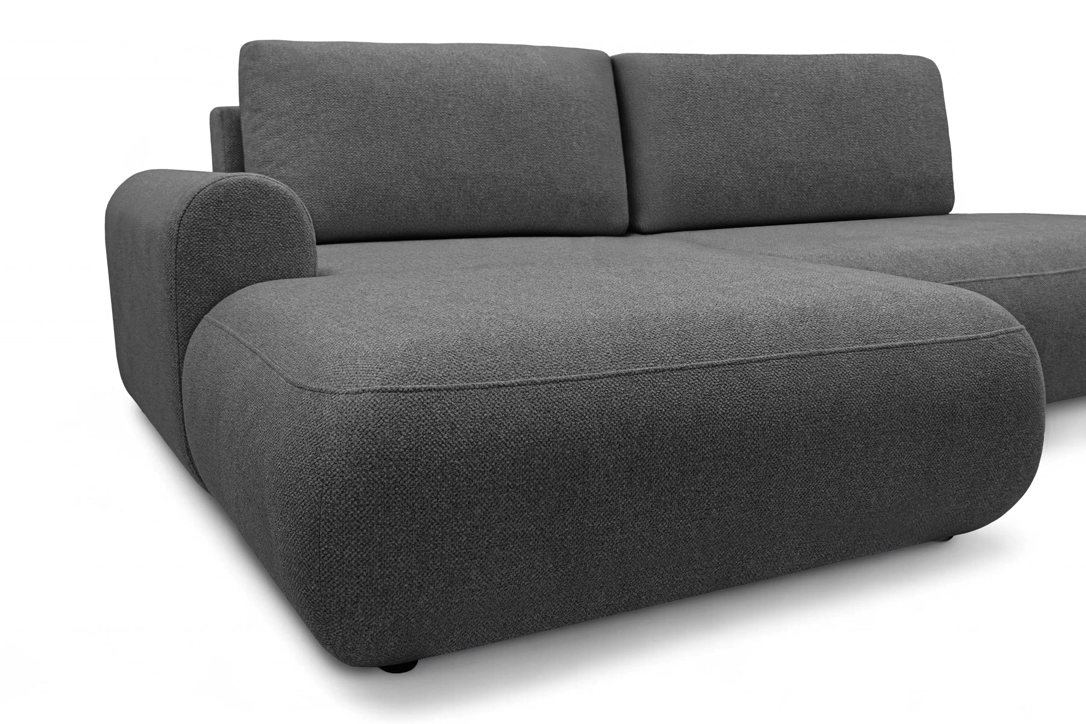 Rozkládací rohová sedací souprava Lotulis L II levá - tmavě šedá Blur 19 Rohová sedací souprava Lotulis L rozkládací levá - ciemno šedá Pletenina hydrofobowa Blur 19