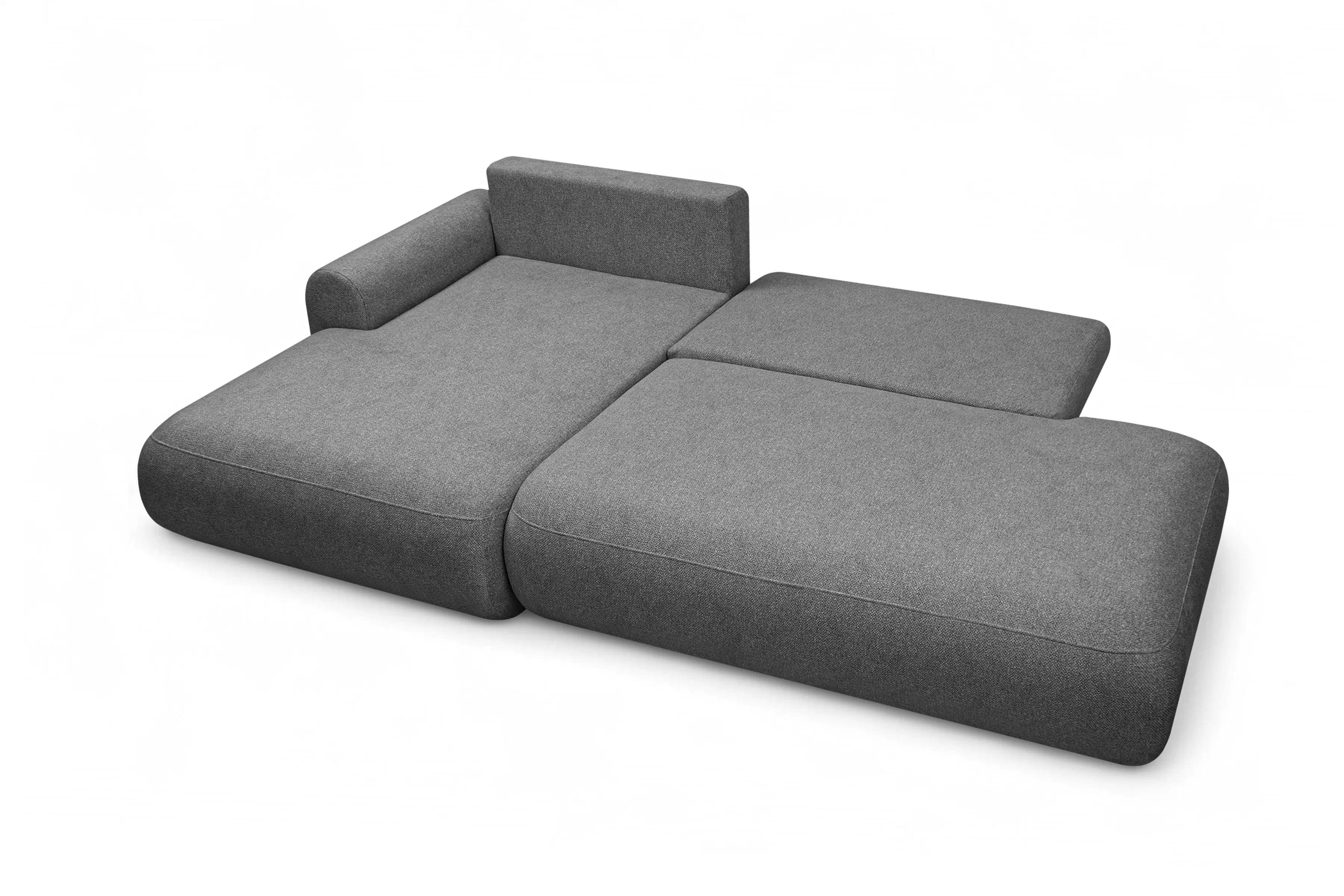Rozkládací rohová sedací souprava Lotulis L II levá - tmavě šedá Blur 19 Rohová sedací souprava Lotulis L rozkládací levá - ciemno šedá Pletenina hydrofobowa Blur 19