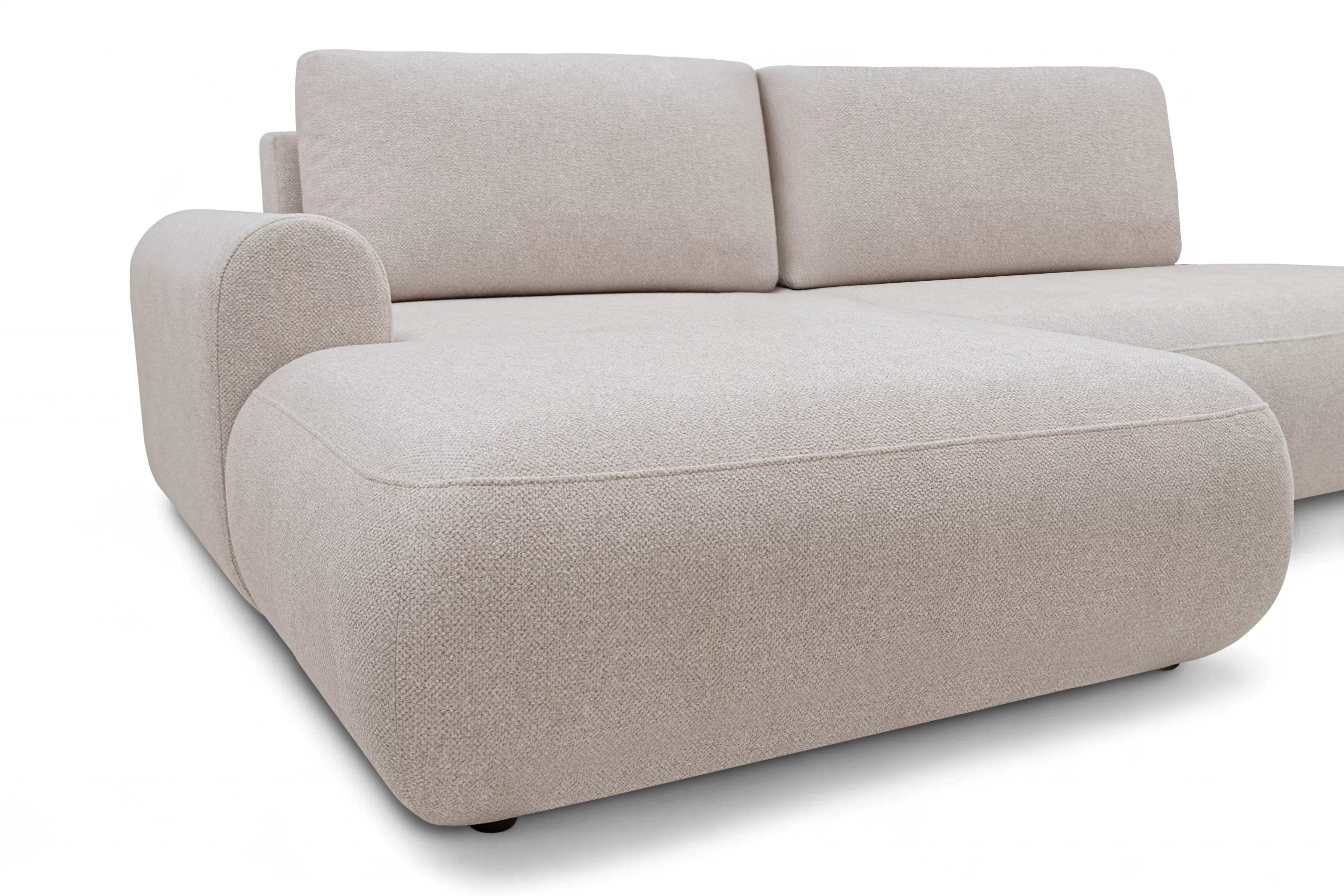 Rozkládací rohová sedací souprava Lotulis L II levá - krémová Blur 01 Rohová sedací souprava Lotulis L rozkládací levá - kremowa Pletenina hydrofobowa Blur 01 