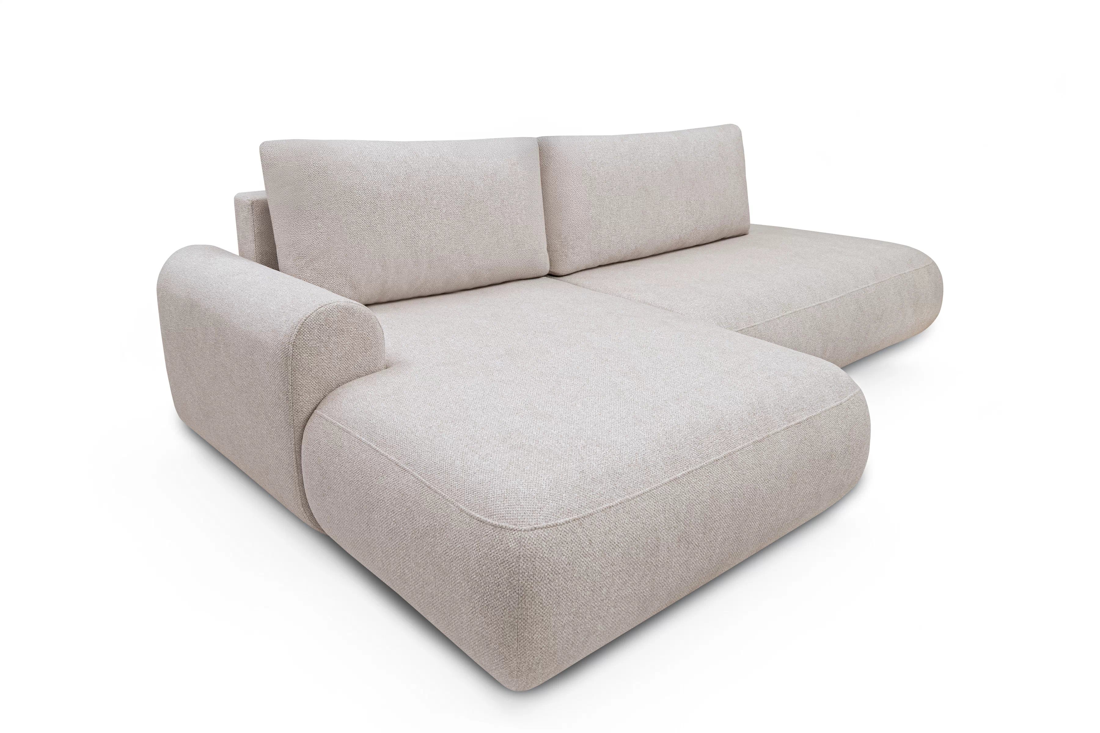 Rozkládací rohová sedací souprava Lotulis L II levá - krémová Blur 01 Rohová sedací souprava Lotulis L rozkládací levá - kremowa Pletenina hydrofobowa Blur 01 