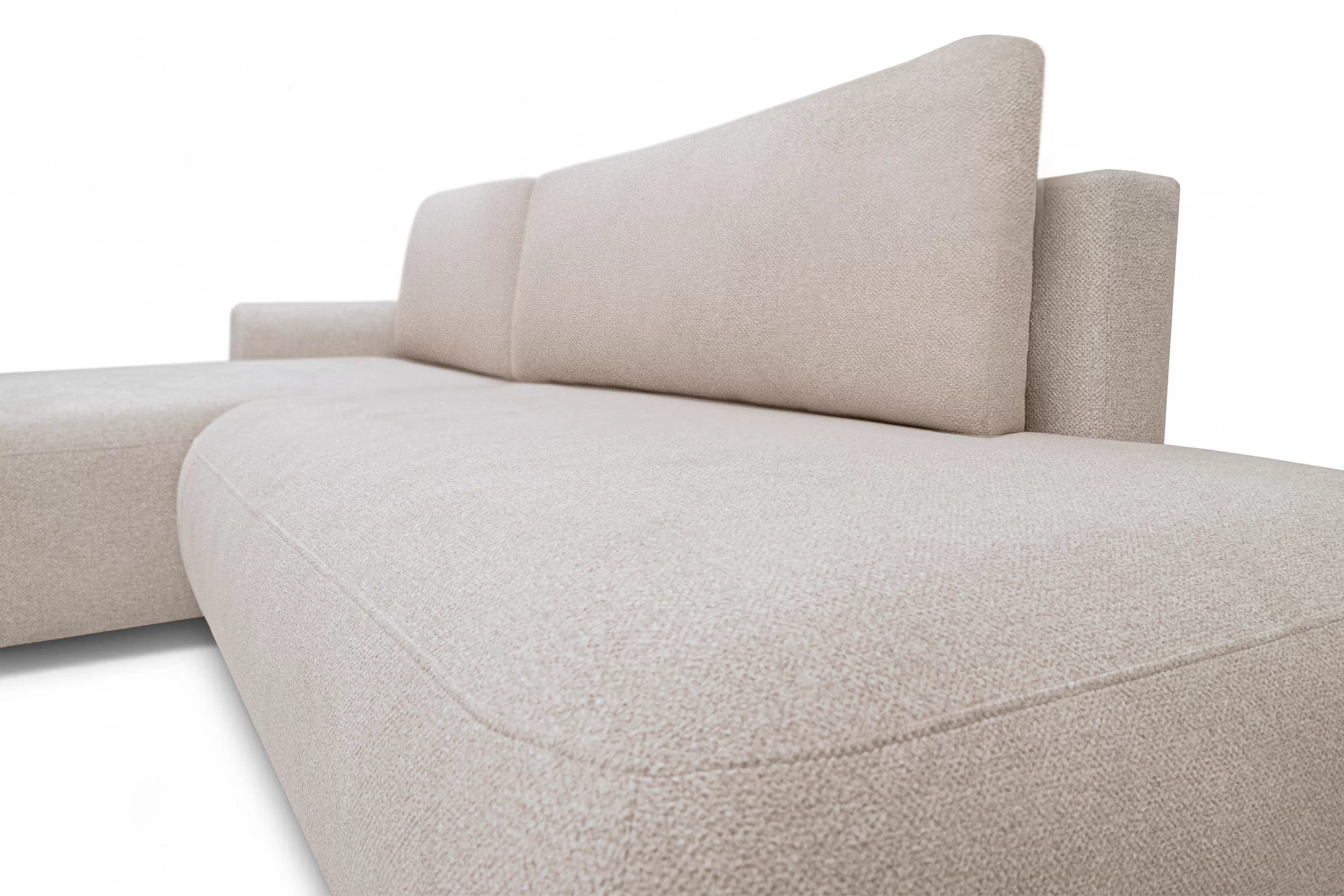 Rozkládací rohová sedací souprava Lotulis L II levá - krémová Blur 01 Rohová sedací souprava Lotulis L rozkládací levá - kremowa Pletenina hydrofobowa Blur 01 