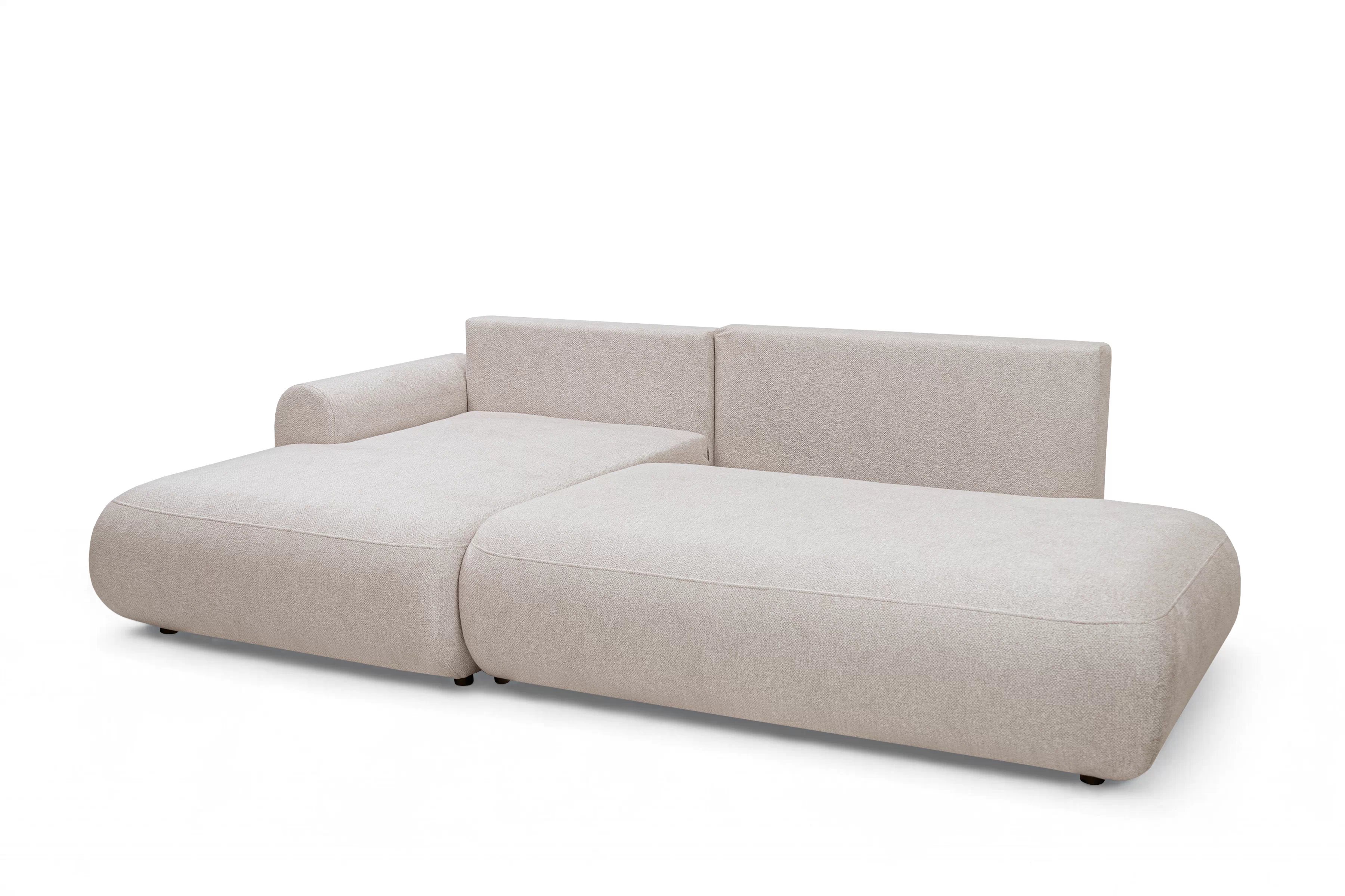 Rozkládací rohová sedací souprava Lotulis L II levá - krémová Blur 01 Rohová sedací souprava Lotulis L rozkládací levá - kremowa Pletenina hydrofobowa Blur 01 