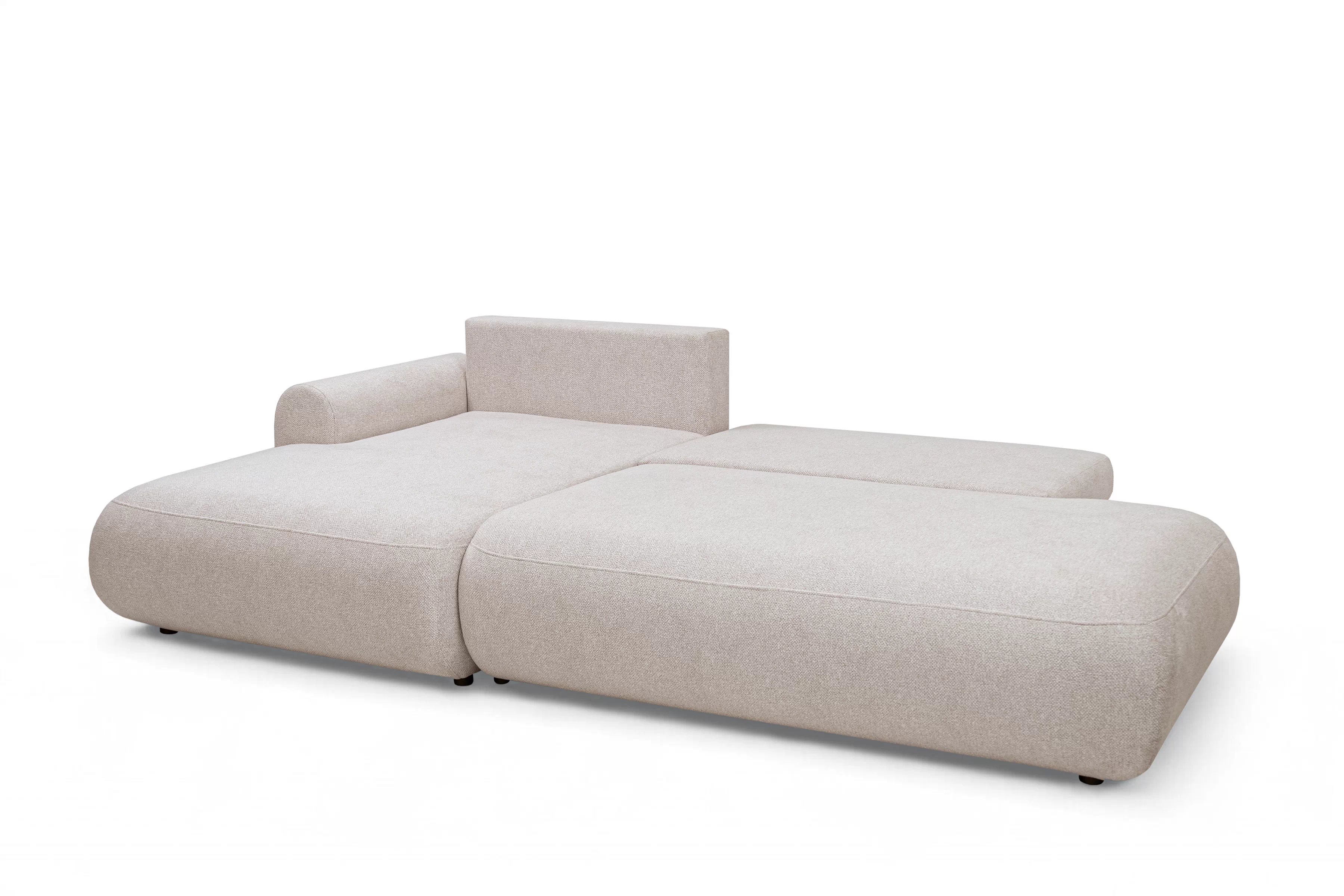 Rozkládací rohová sedací souprava Lotulis L II levá - krémová Blur 01 Rohová sedací souprava Lotulis L rozkládací levá - kremowa Pletenina hydrofobowa Blur 01 