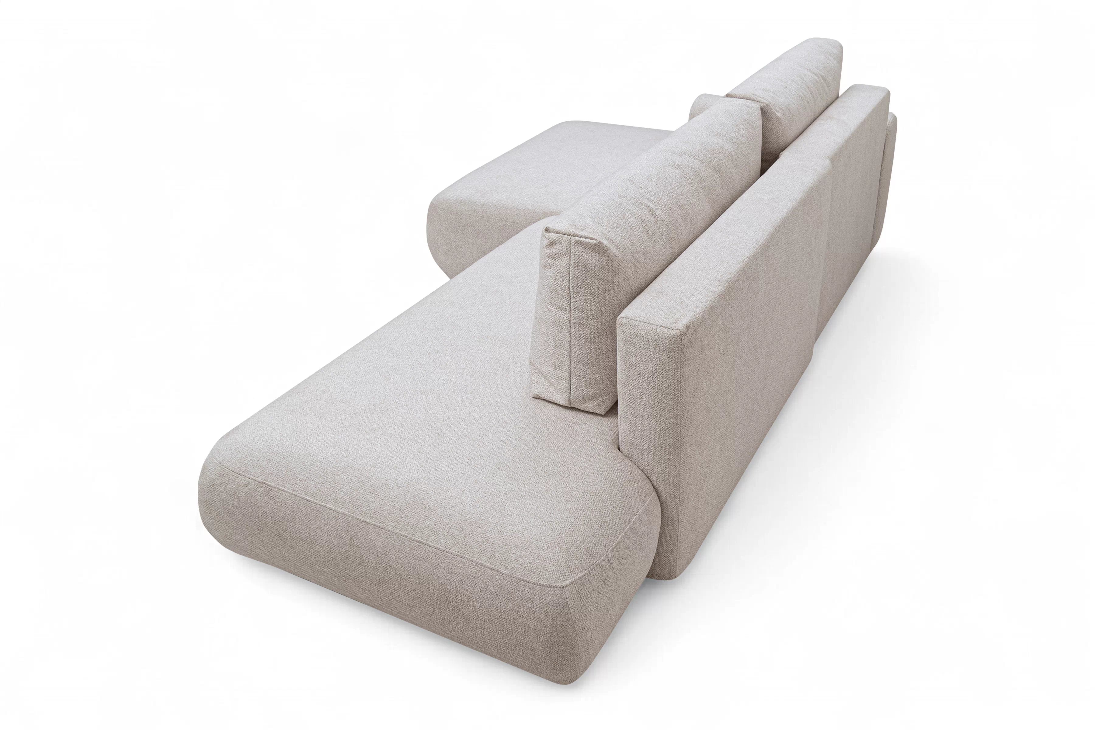 Rozkládací rohová sedací souprava Lotulis L II levá - krémová Blur 01 Rohová sedací souprava Lotulis L rozkládací levá - kremowa Pletenina hydrofobowa Blur 01 