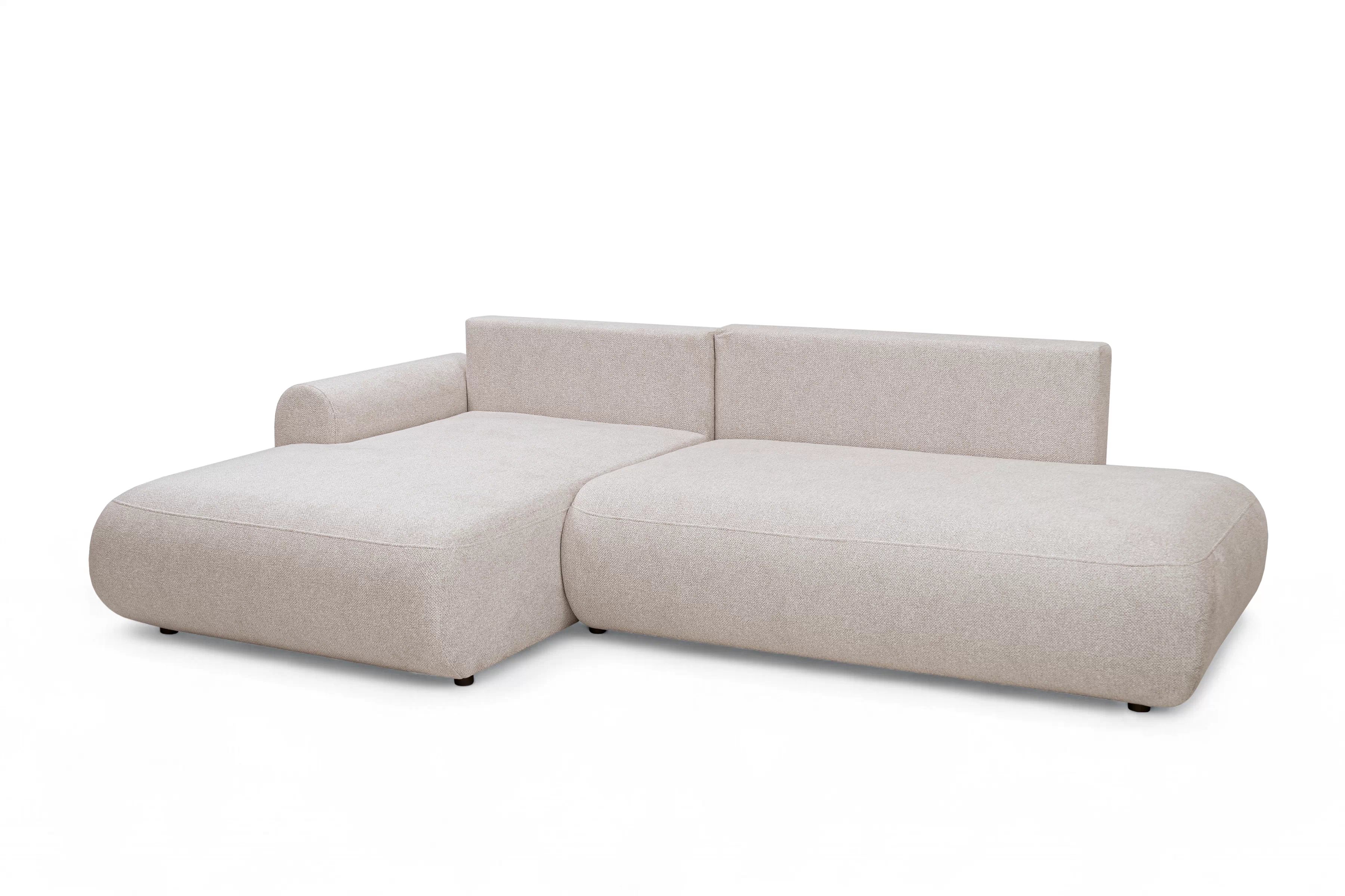 Rozkládací rohová sedací souprava Lotulis L II levá - krémová Blur 01 Rohová sedací souprava Lotulis L rozkládací levá - kremowa Pletenina hydrofobowa Blur 01 