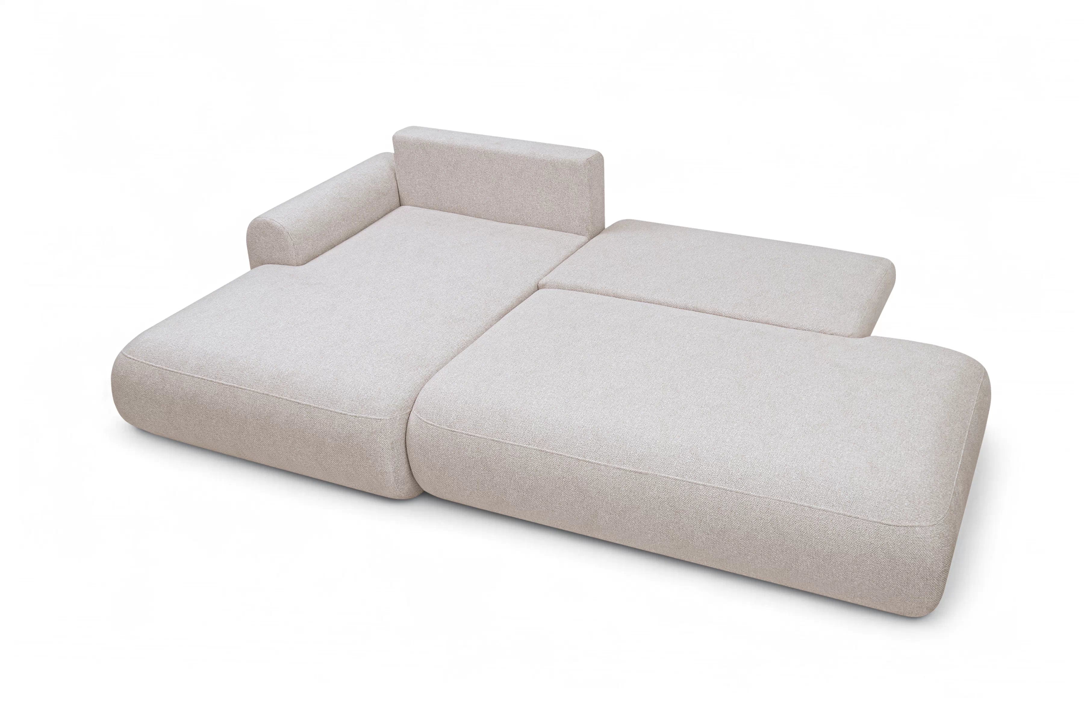 Rozkládací rohová sedací souprava Lotulis L II levá - krémová Blur 01 Rohová sedací souprava Lotulis L rozkládací levá - kremowa Pletenina hydrofobowa Blur 01 