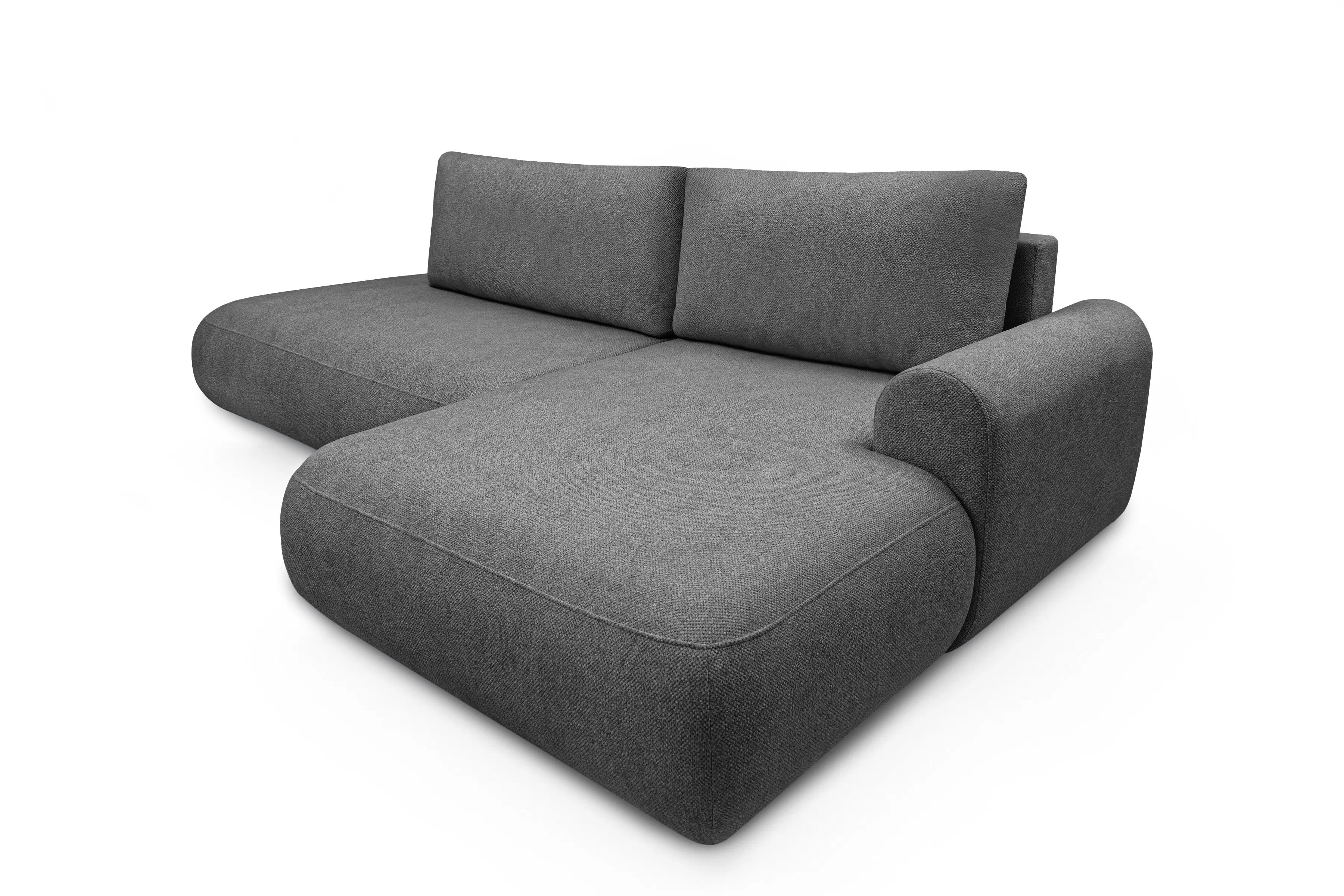 Rozkládací rohová sedací souprava Lotulis L II pravá - tmavě šedá Blur 19 Rohová sedací souprava Lotulis L rozkládací pravá - ciemno šedá Pletenina hydrofobowa Blur 19