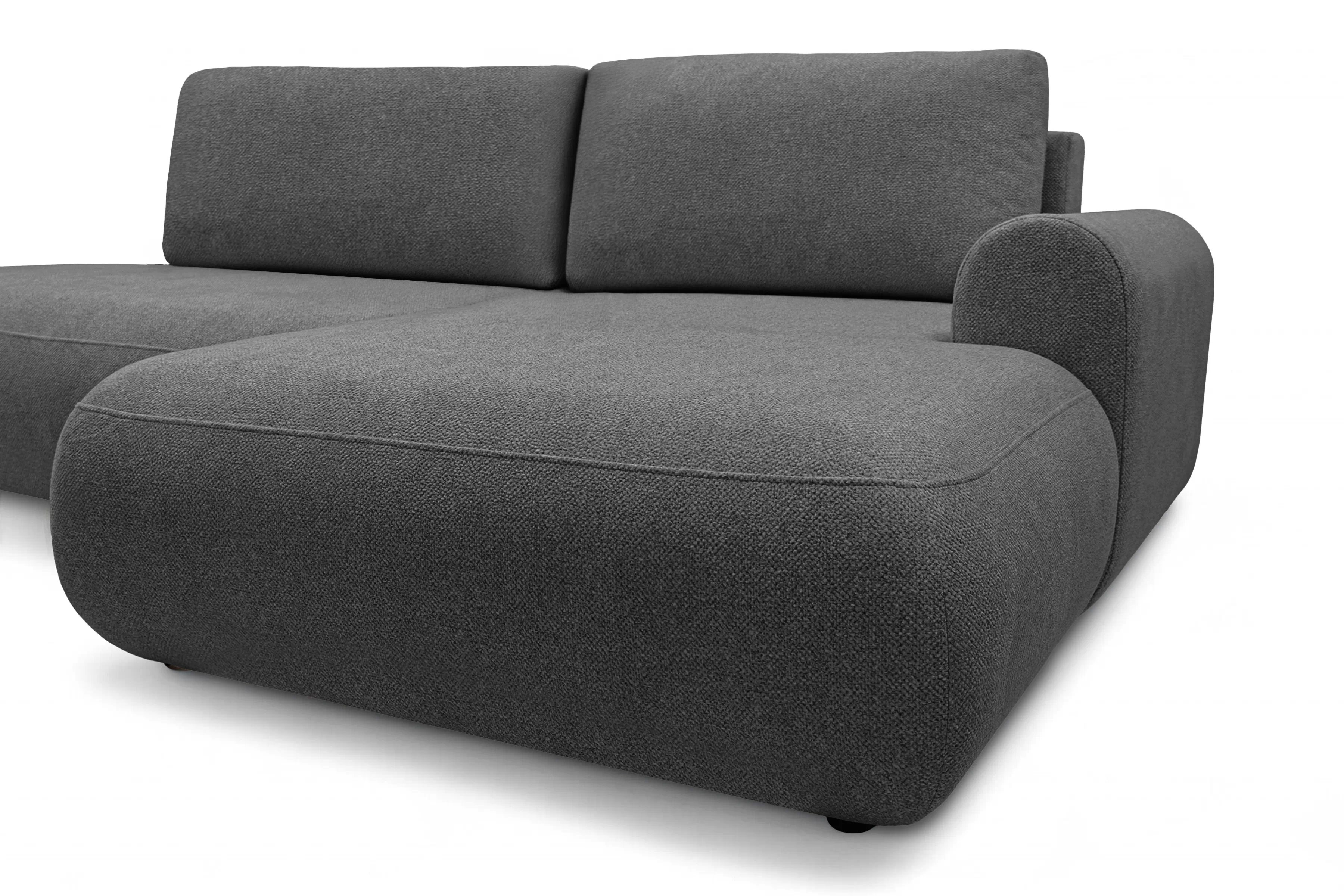 Rozkládací rohová sedací souprava Lotulis L II pravá - tmavě šedá Blur 19 Rohová sedací souprava Lotulis L rozkládací pravá - ciemno šedá Pletenina hydrofobowa Blur 19