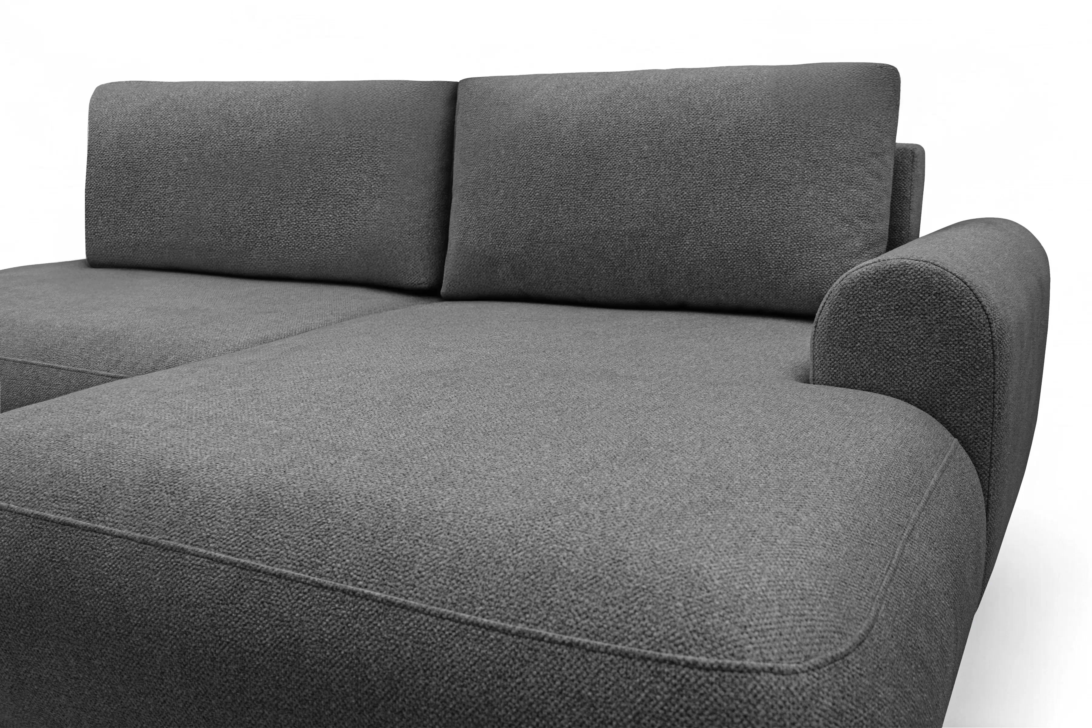 Rozkládací rohová sedací souprava Lotulis L II pravá - tmavě šedá Blur 19 Rohová sedací souprava Lotulis L rozkládací pravá - ciemno šedá Pletenina hydrofobowa Blur 19