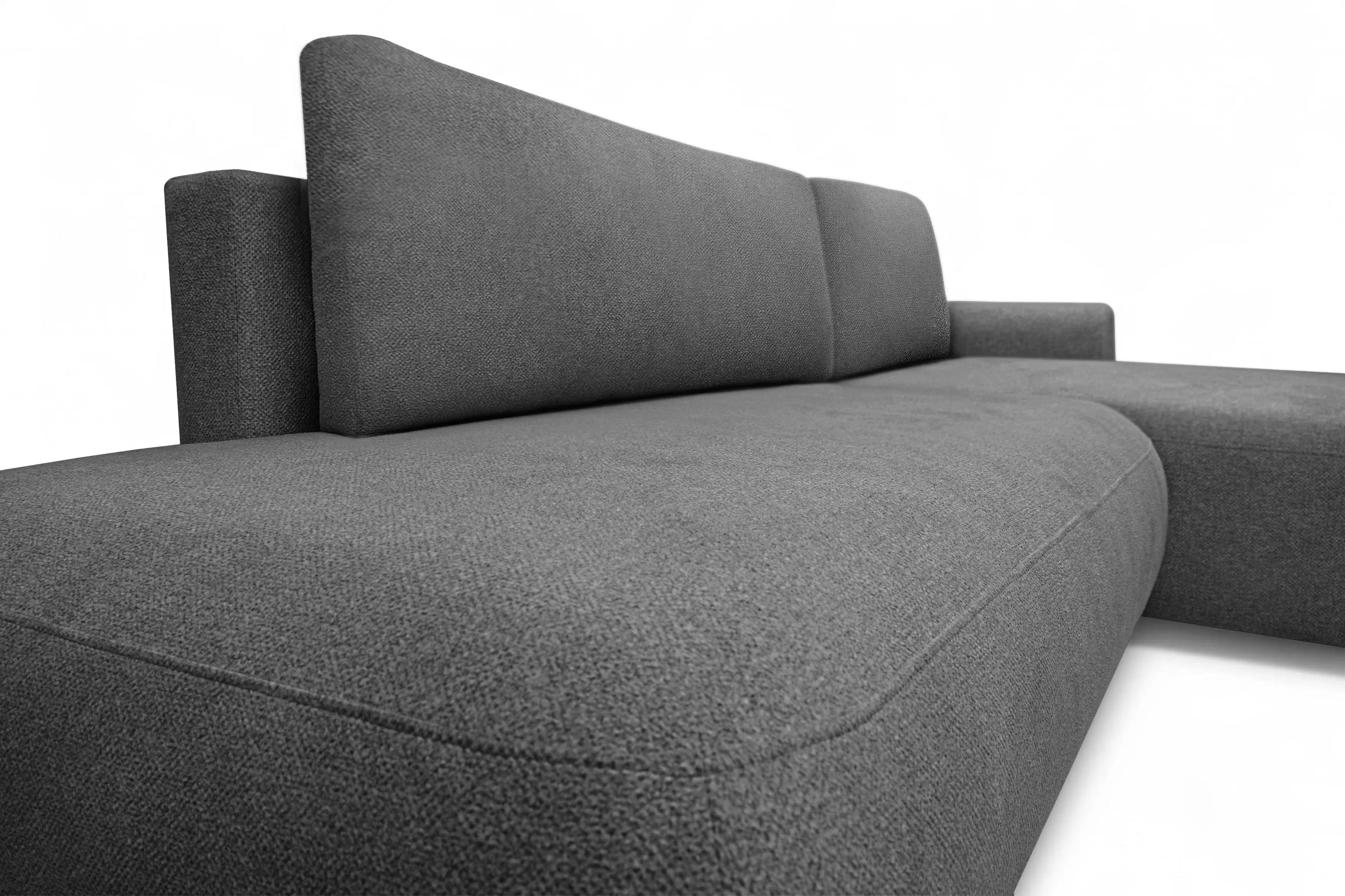 Rozkládací rohová sedací souprava Lotulis L II pravá - tmavě šedá Blur 19 Rohová sedací souprava Lotulis L rozkládací pravá - ciemno šedá Pletenina hydrofobowa Blur 19