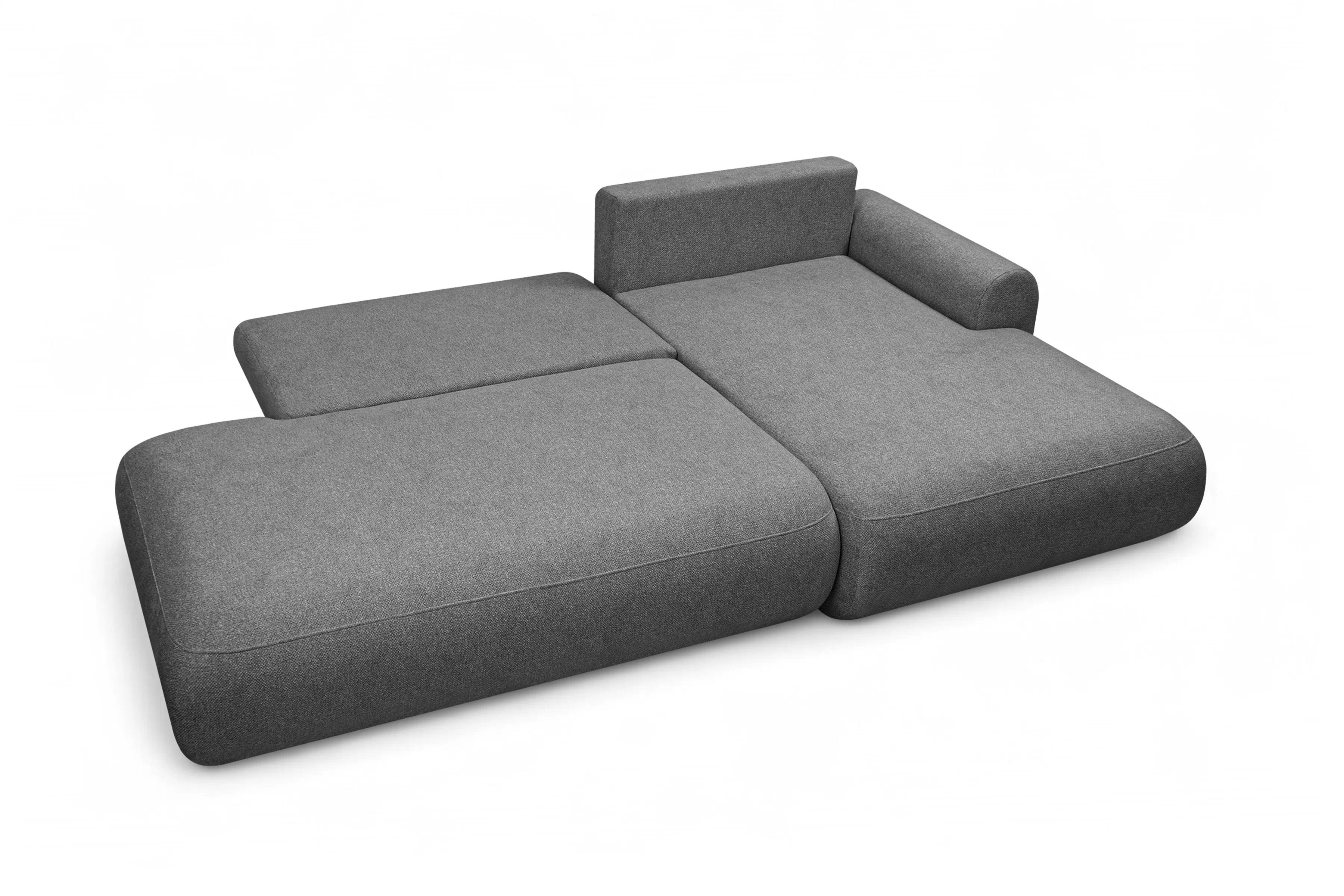 Rozkládací rohová sedací souprava Lotulis L II pravá - tmavě šedá Blur 19 Rohová sedací souprava Lotulis L rozkládací pravá - ciemno šedá Pletenina hydrofobowa Blur 19