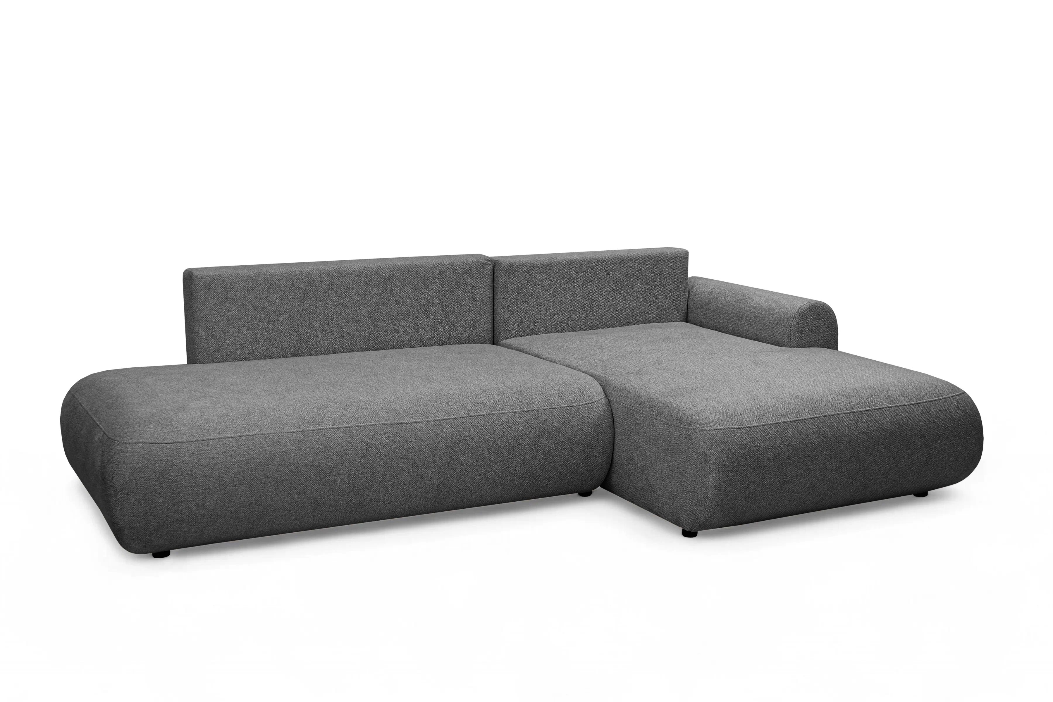 Rozkládací rohová sedací souprava Lotulis L II pravá - tmavě šedá Blur 19 Rohová sedací souprava Lotulis L rozkládací pravá - ciemno šedá Pletenina hydrofobowa Blur 19