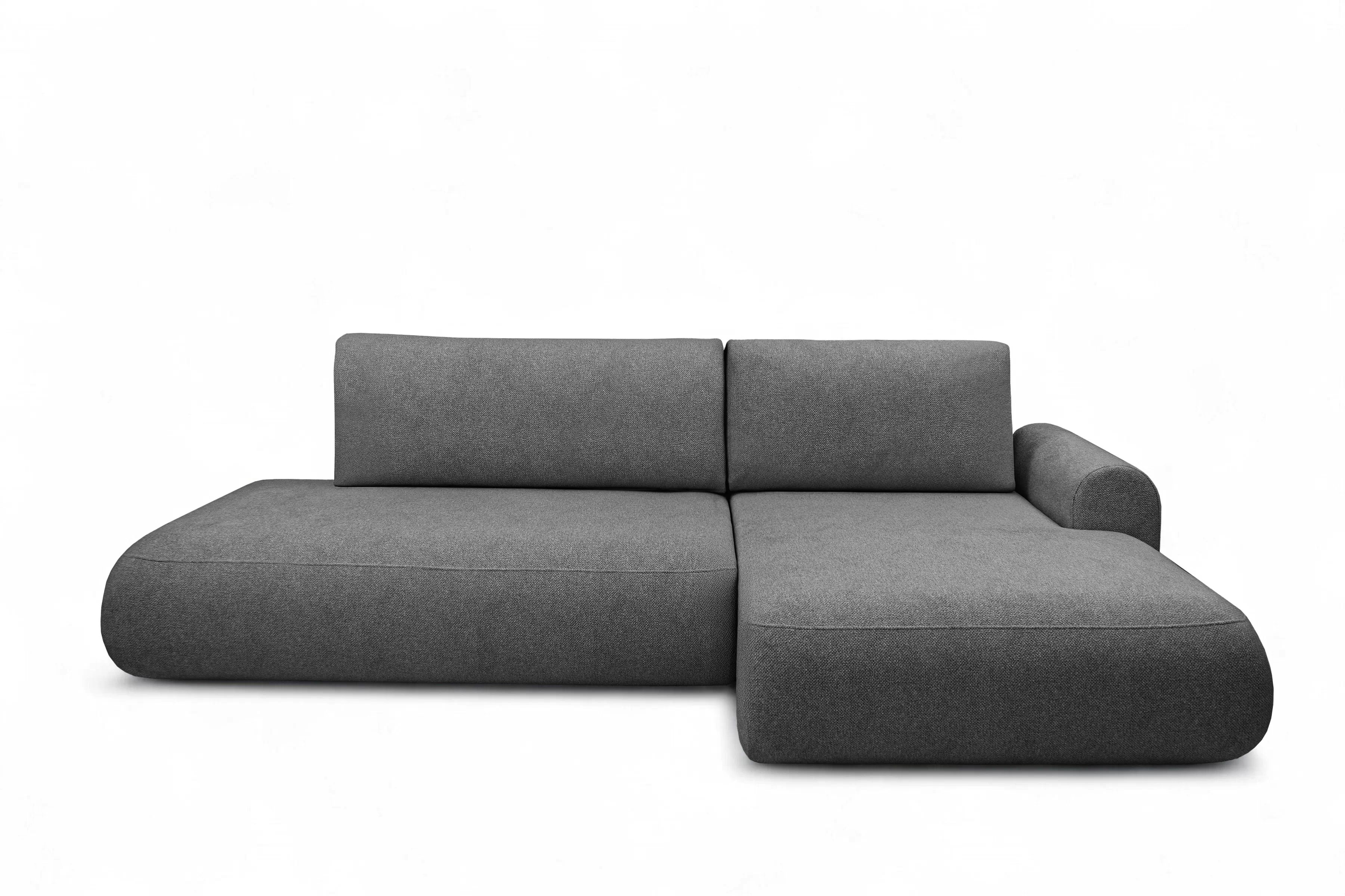 Rozkládací rohová sedací souprava Lotulis L II pravá - tmavě šedá Blur 19 Rohová sedací souprava Lotulis L rozkládací pravá - ciemno šedá Pletenina hydrofobowa Blur 19