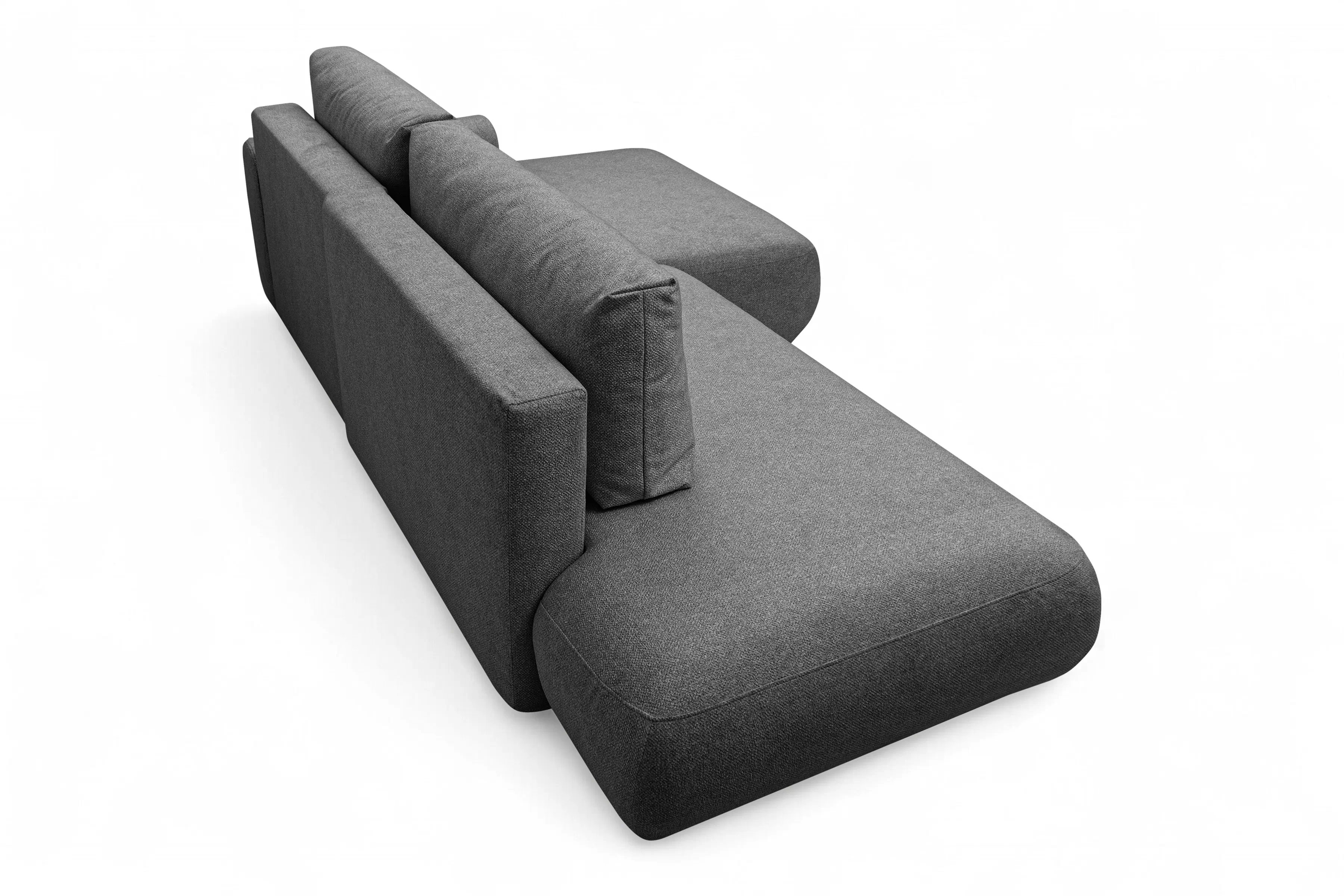 Rozkládací rohová sedací souprava Lotulis L II pravá - tmavě šedá Blur 19 Rohová sedací souprava Lotulis L rozkládací pravá - ciemno šedá Pletenina hydrofobowa Blur 19