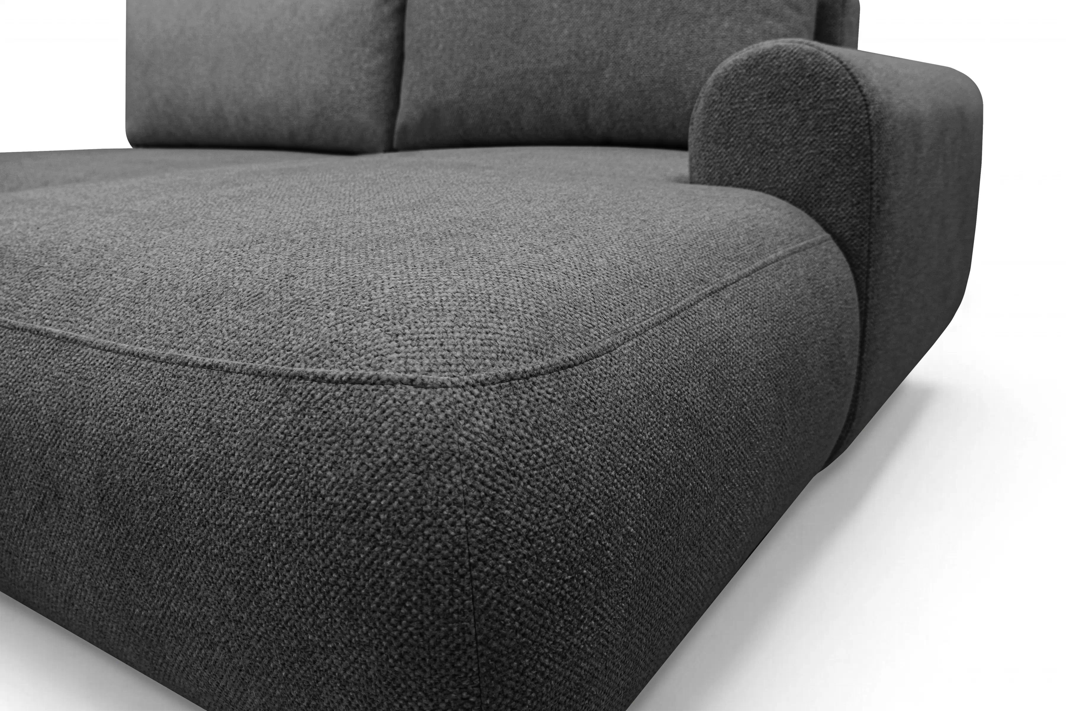 Rozkládací rohová sedací souprava Lotulis L II pravá - tmavě šedá Blur 19 Rohová sedací souprava Lotulis L rozkládací pravá - ciemno šedá Pletenina hydrofobowa Blur 19