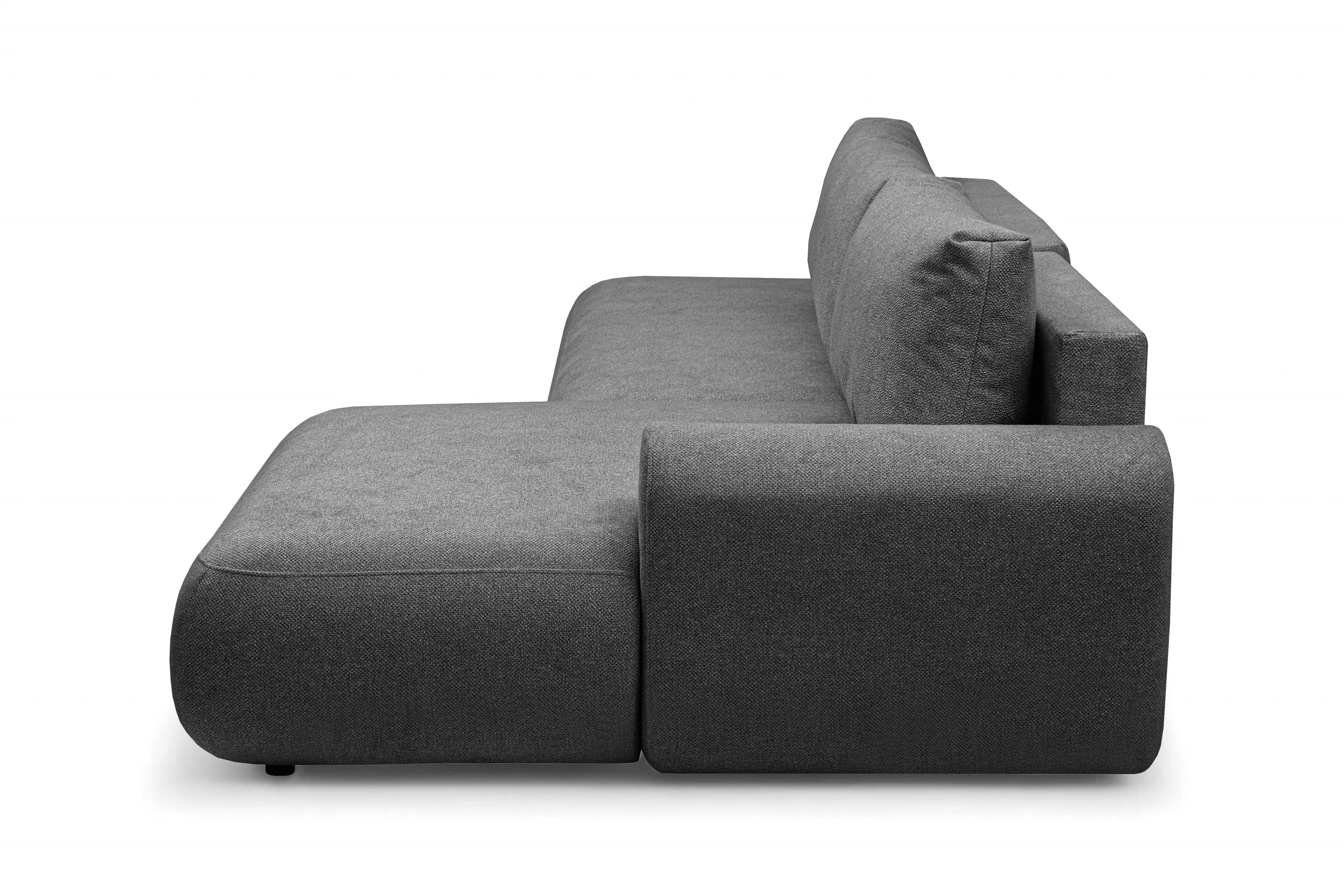 Rozkládací rohová sedací souprava Lotulis L II pravá - tmavě šedá Blur 19 Rohová sedací souprava Lotulis L rozkládací pravá - ciemno šedá Pletenina hydrofobowa Blur 19