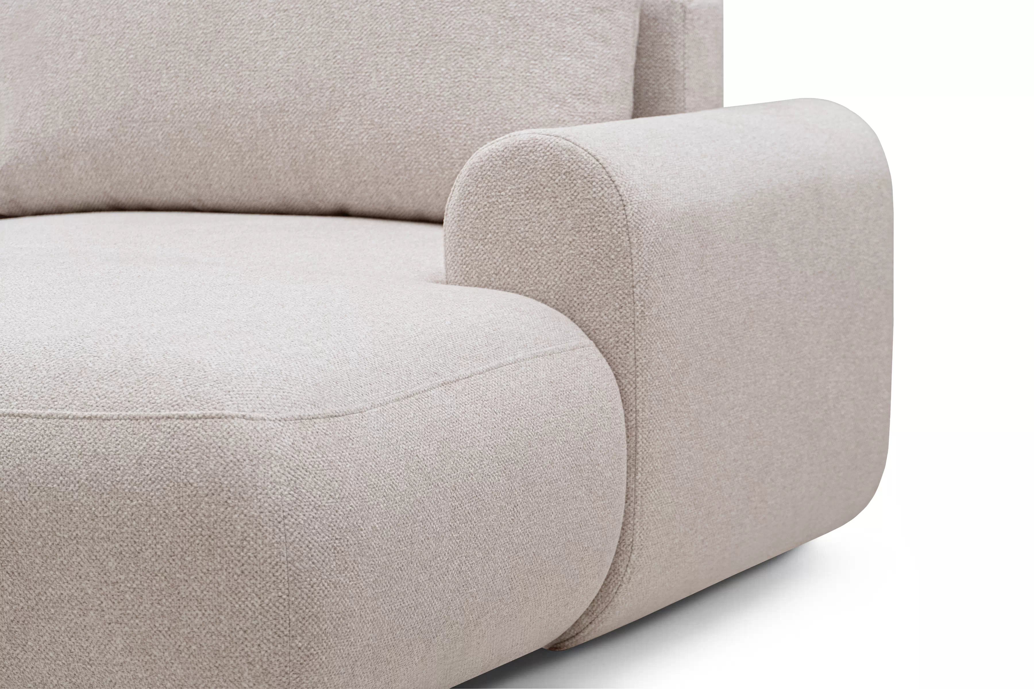 Rohová pohovka Lotulis L II s rozkladem pravostranná - krémová hydrofobní pletenina Blur 01 Rohová sedací souprava Lotulis L rozkládací pravá - kremowa Pletenina hydrofobowa Blur 01