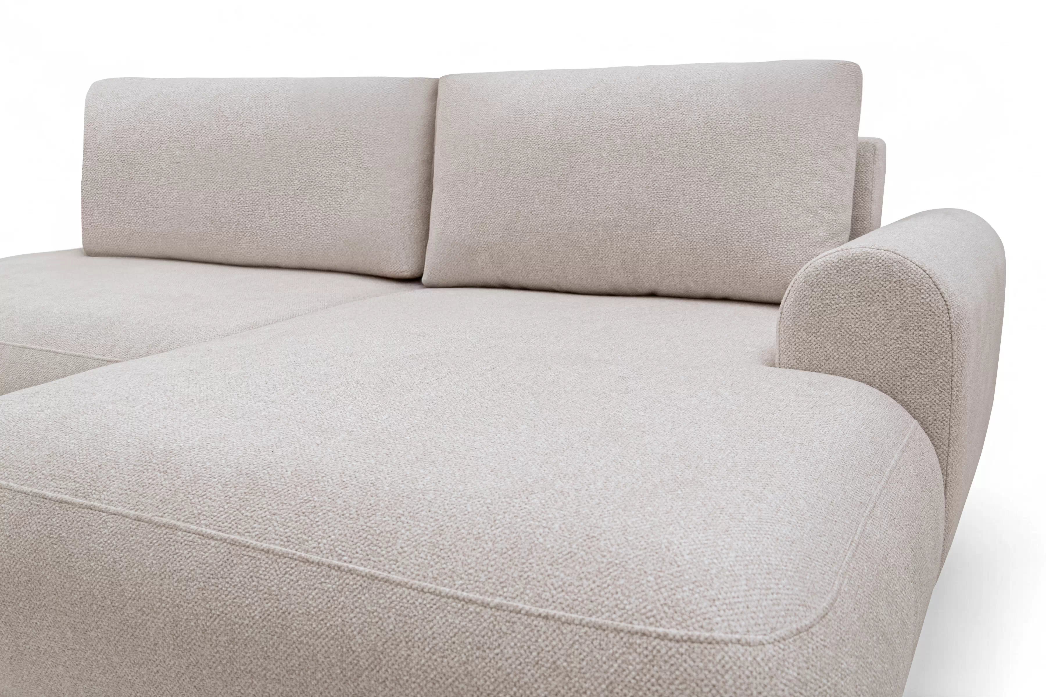 Rohová pohovka Lotulis L II s rozkladem pravostranná - krémová hydrofobní pletenina Blur 01 Rohová sedací souprava Lotulis L rozkládací pravá - kremowa Pletenina hydrofobowa Blur 01