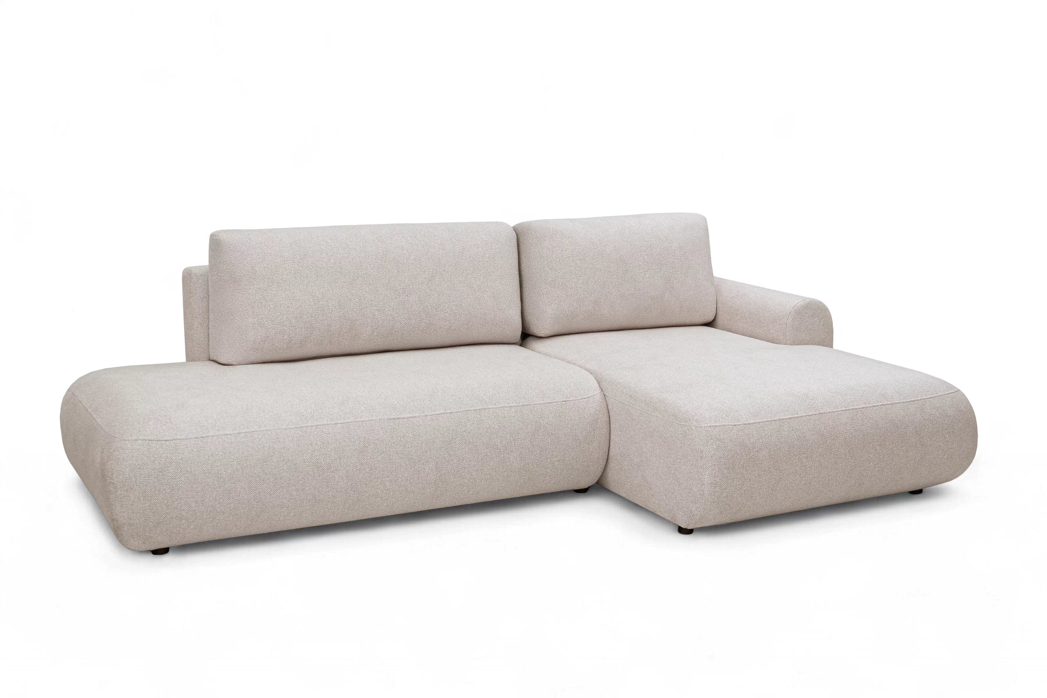 Rohová pohovka Lotulis L II s rozkladem pravostranná - krémová hydrofobní pletenina Blur 01 Rohová sedací souprava Lotulis L rozkládací pravá - kremowa Pletenina hydrofobowa Blur 01