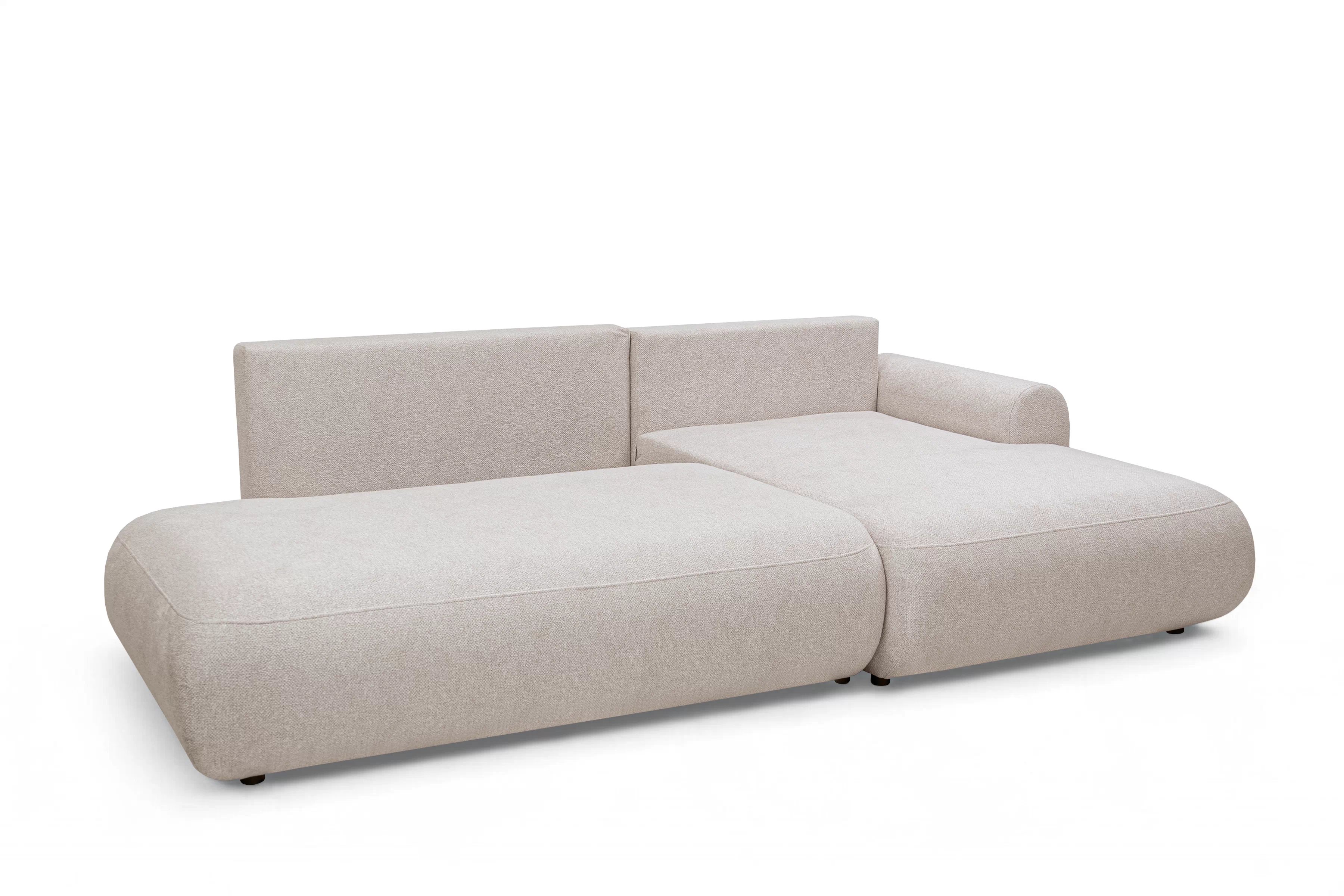 Rohová pohovka Lotulis L II s rozkladem pravostranná - krémová hydrofobní pletenina Blur 01 Rohová sedací souprava Lotulis L rozkládací pravá - kremowa Pletenina hydrofobowa Blur 01