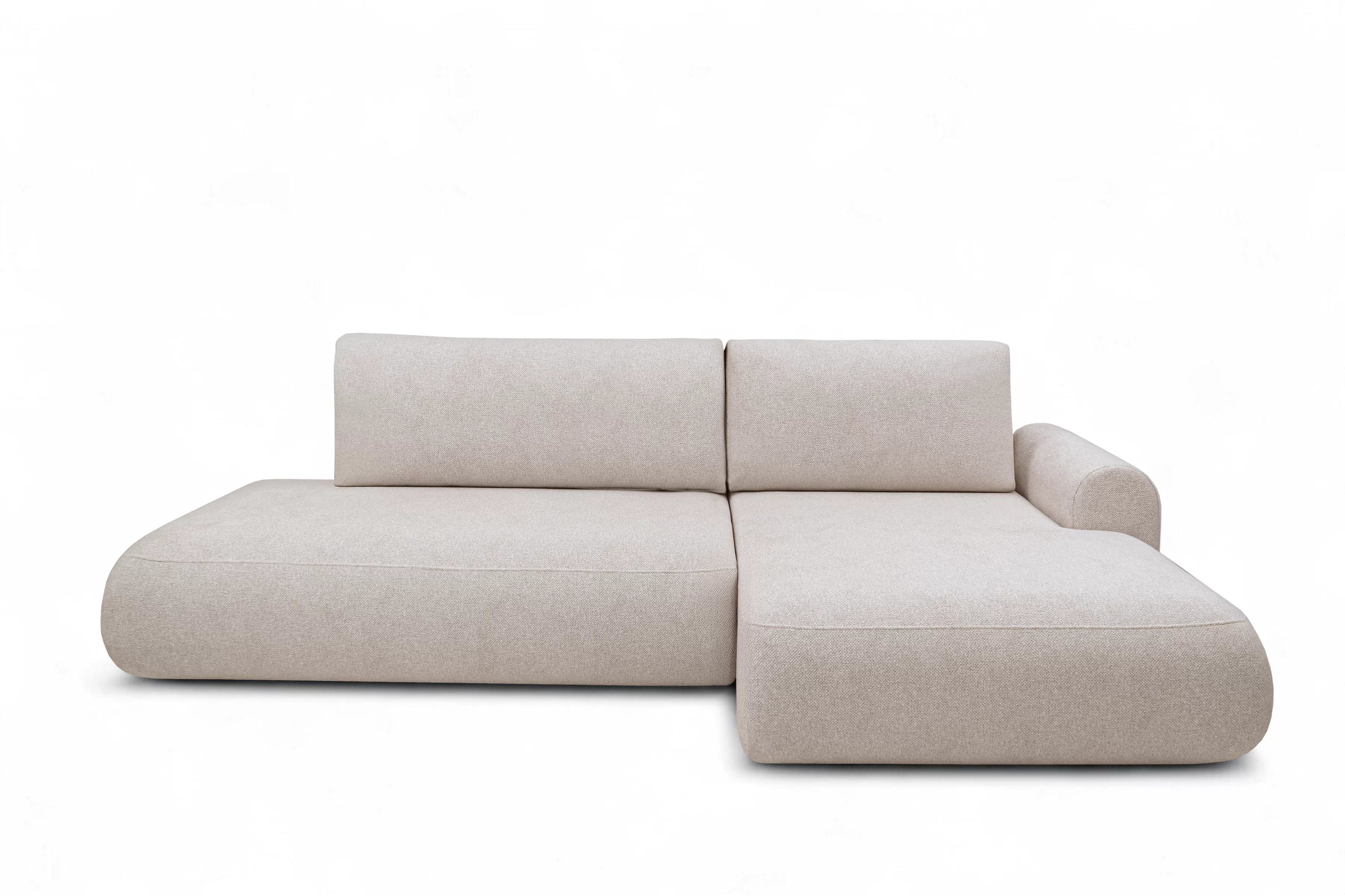 Rohová pohovka Lotulis L II s rozkladem pravostranná - krémová hydrofobní pletenina Blur 01 Rohová sedací souprava Lotulis L rozkládací pravá - kremowa Pletenina hydrofobowa Blur 01