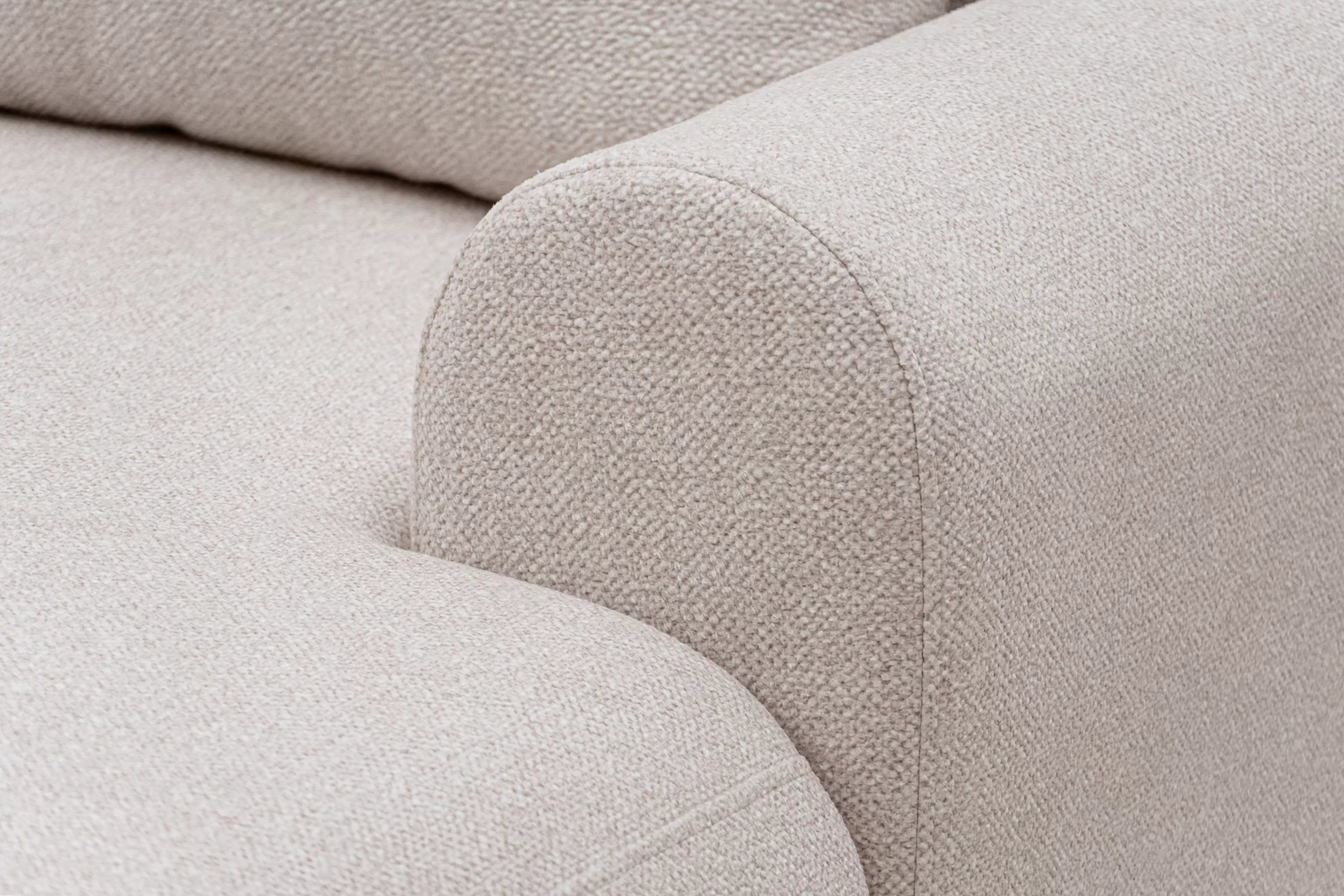 Rohová pohovka Lotulis L II s rozkladem pravostranná - krémová hydrofobní pletenina Blur 01 Rohová sedací souprava Lotulis L rozkládací pravá - kremowa Pletenina hydrofobowa Blur 01