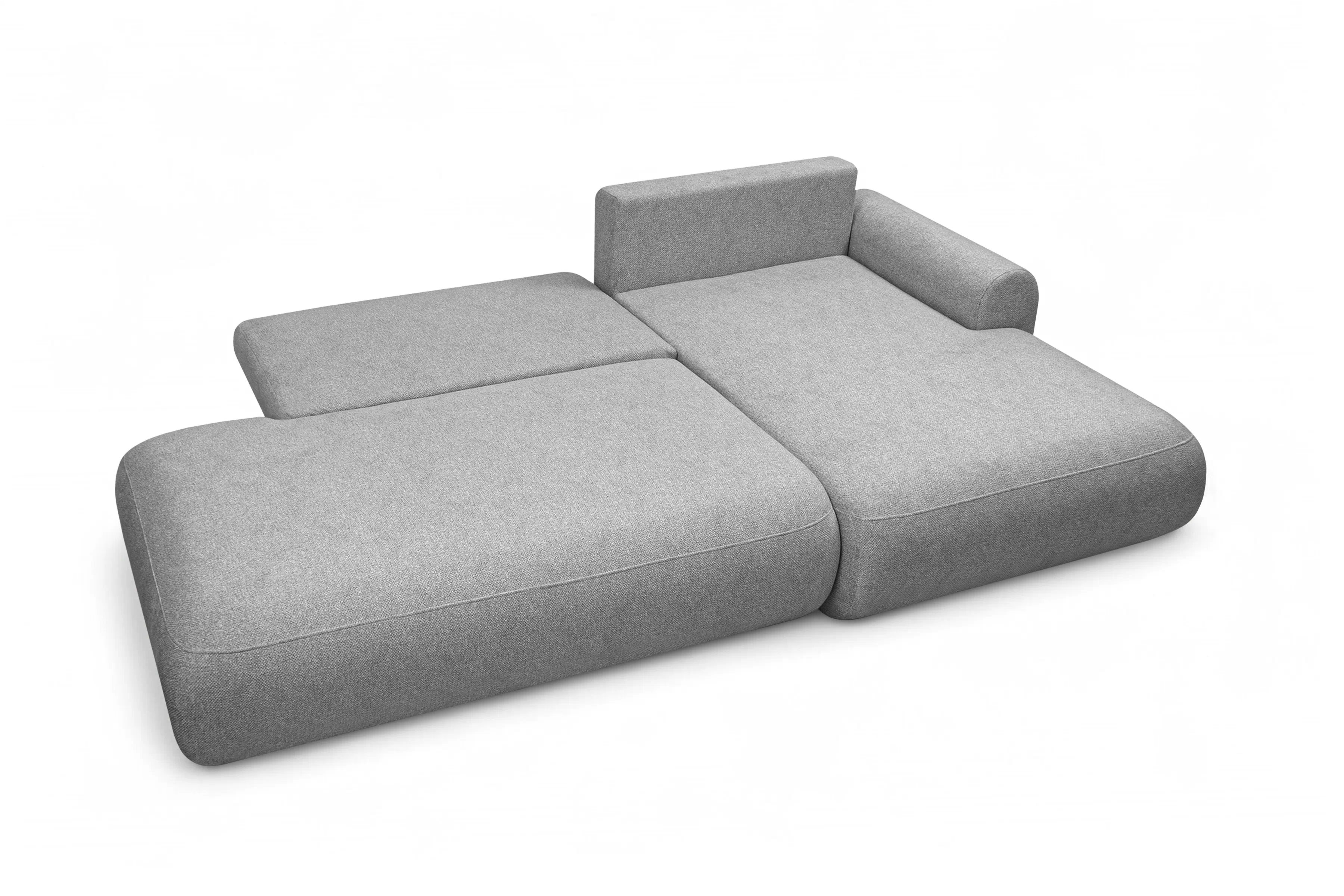 Rozkládací rohová sedací souprava Lotulis L II pravá - šedá Blur 18 Rohová sedací souprava Lotulis L rozkládací pravá - šedá Pletenina hydrofobowa Blur 18